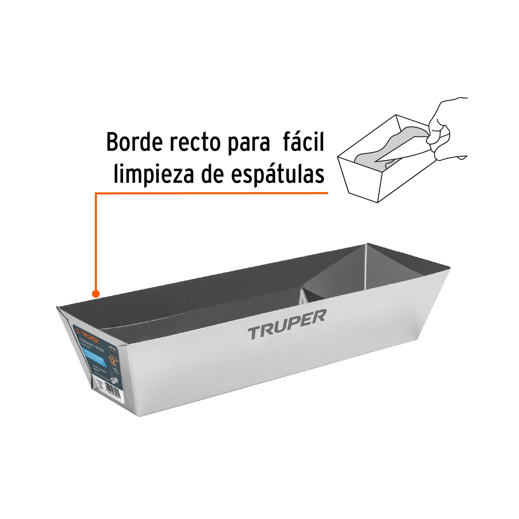 Truper CHAR-12, Charola de 12″ de acero inoxidable para mezcla