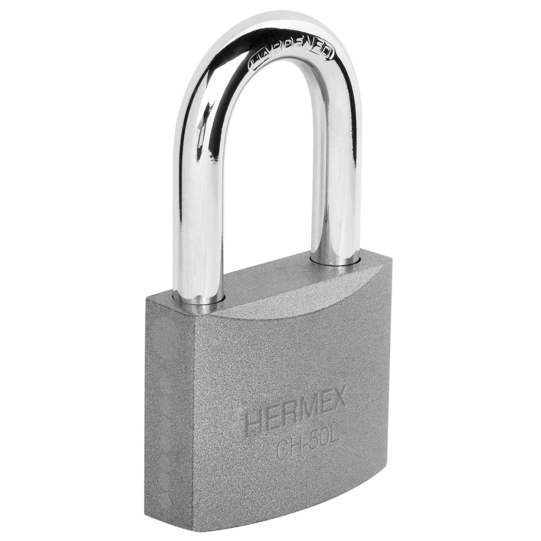 Hermex CHB-50L, Candado con cuerpo de hierro de 50mm, gancho largo, en blister