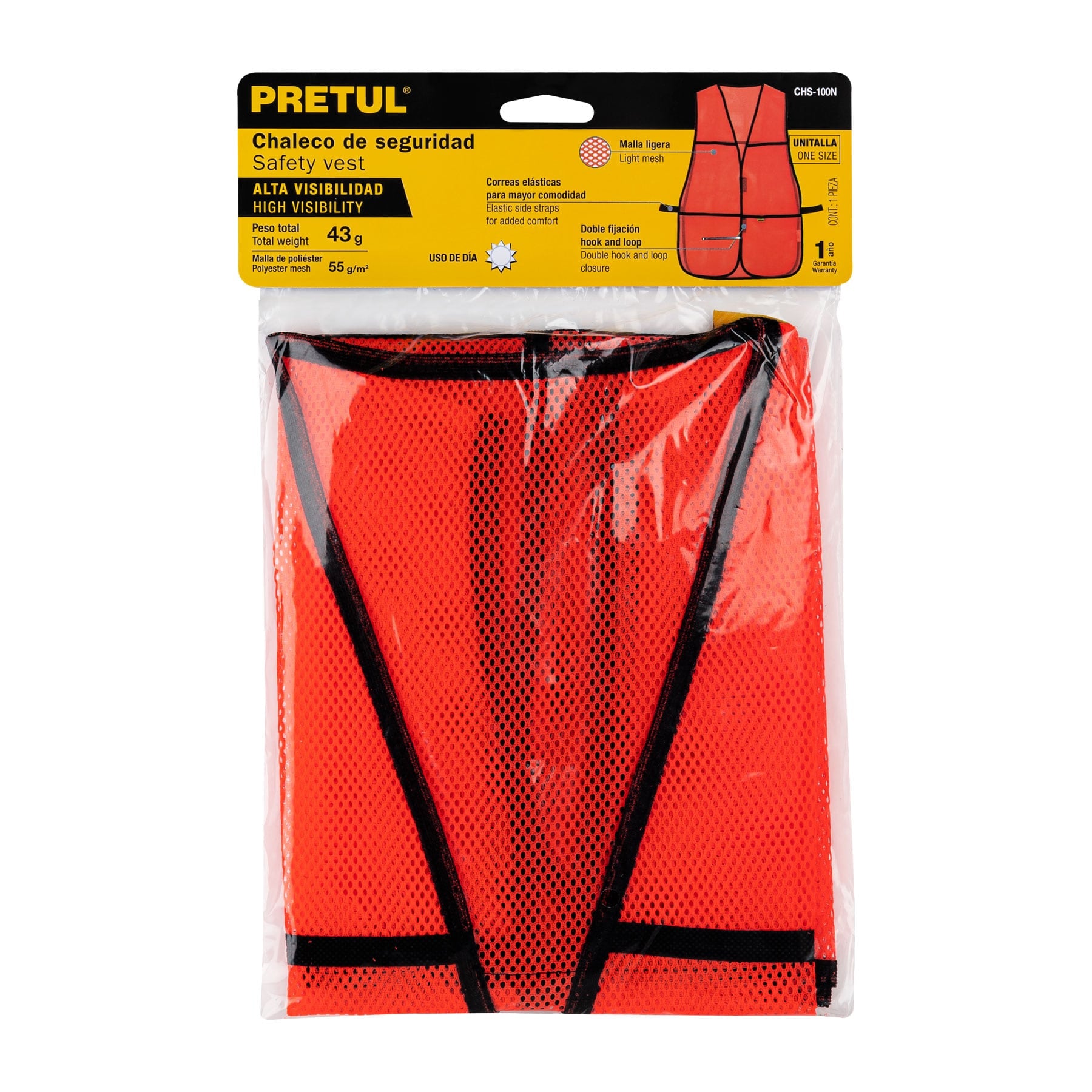 Pretul CHS-100N, Chaleco de seguridad, uso de día, naranja