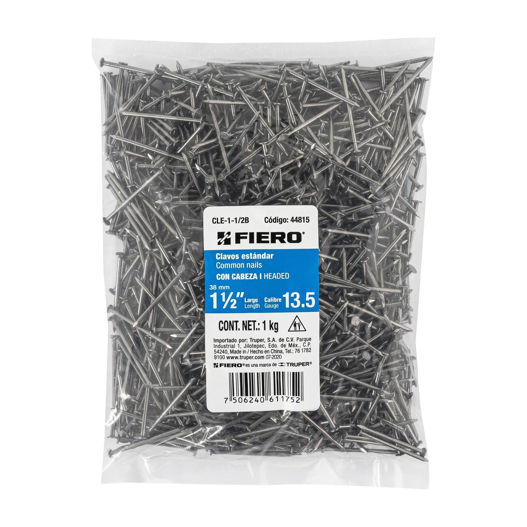 Fiero CLE-1-1/2B, Clavo 1-1/2″, con cabeza, bolsa de 1 kg