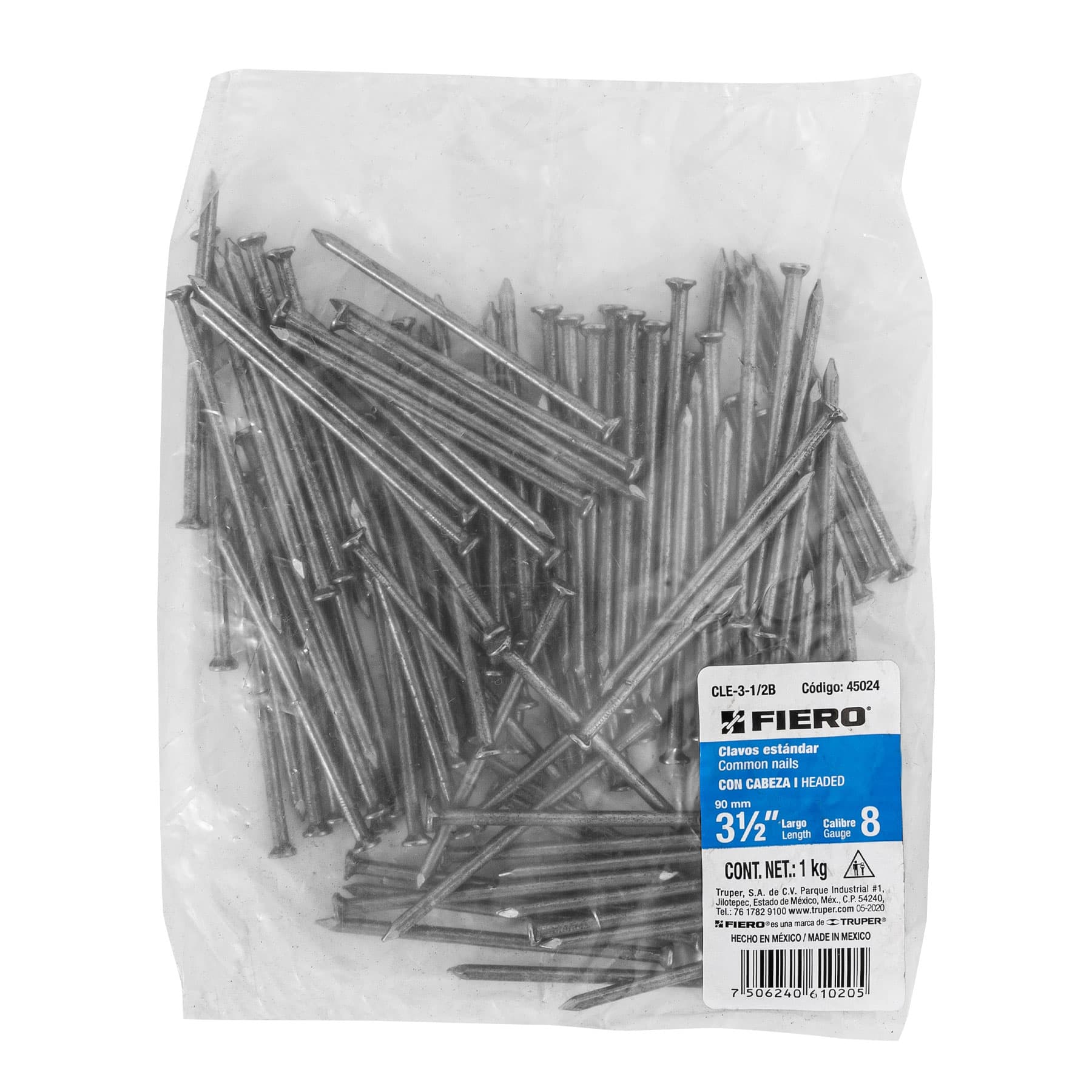 Fiero CLE-3-1/2B Clavo Standard con Cabeza 3 1/2″ en Bolsa de 1 Kg