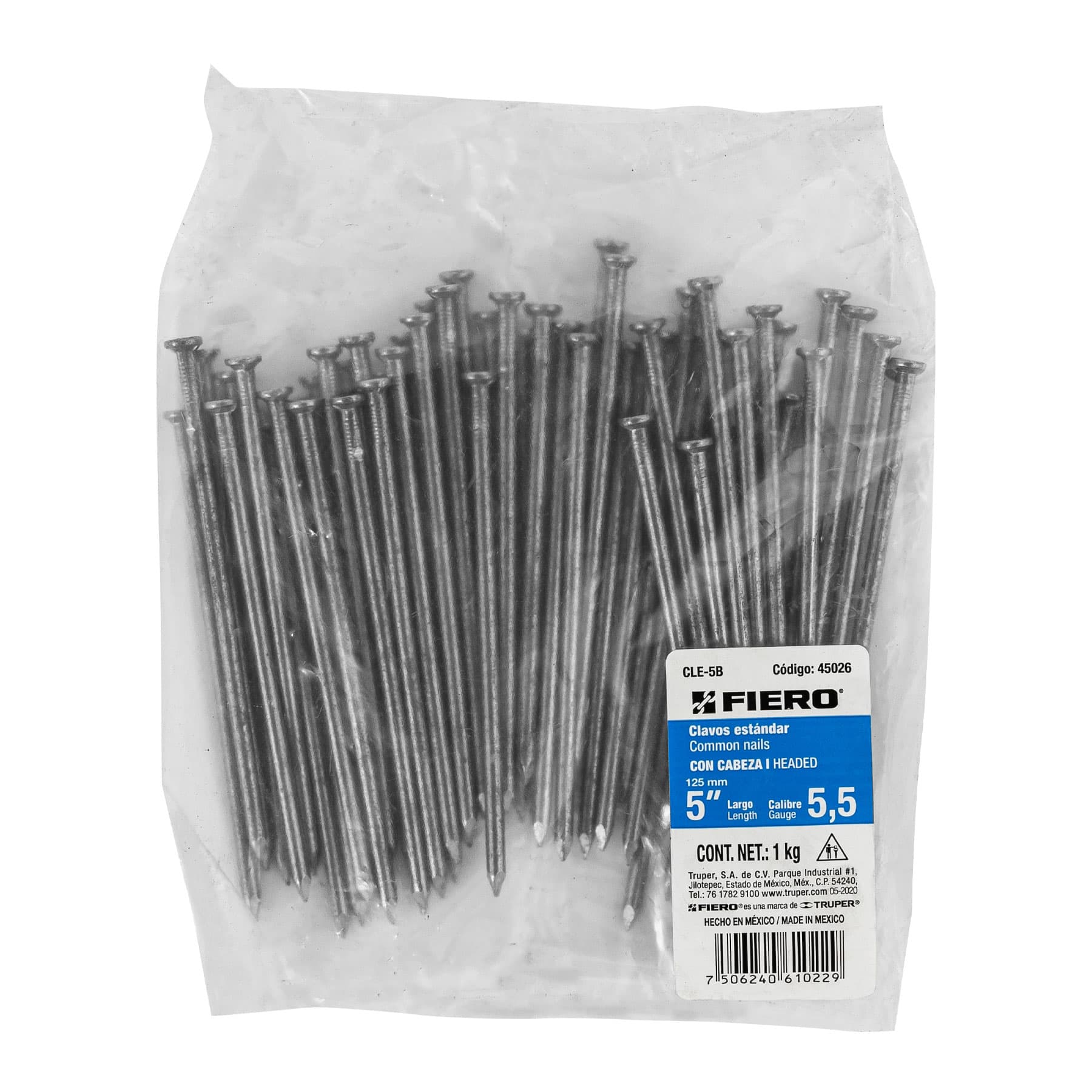 Fiero CLE-5B Clavo Standard con Cabeza 5″ en Bolsa de 1 Kg