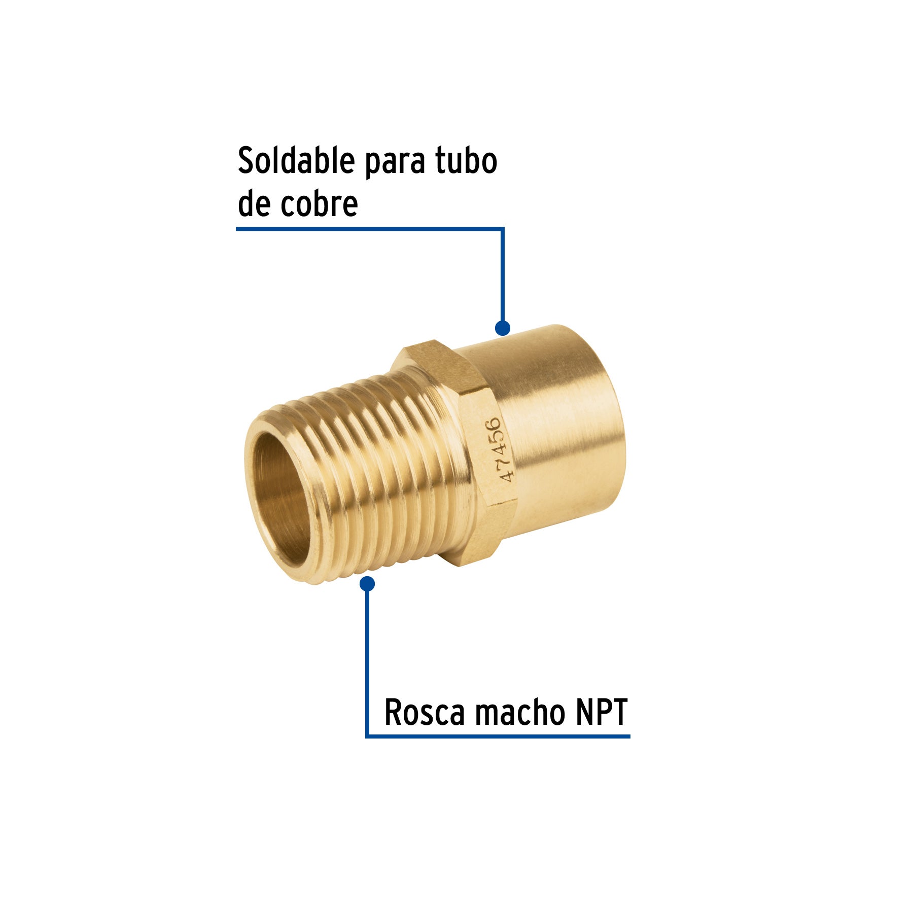 Foset CLG-656, Conector NPT soldable de 3/8″ x 1/2″, para gas