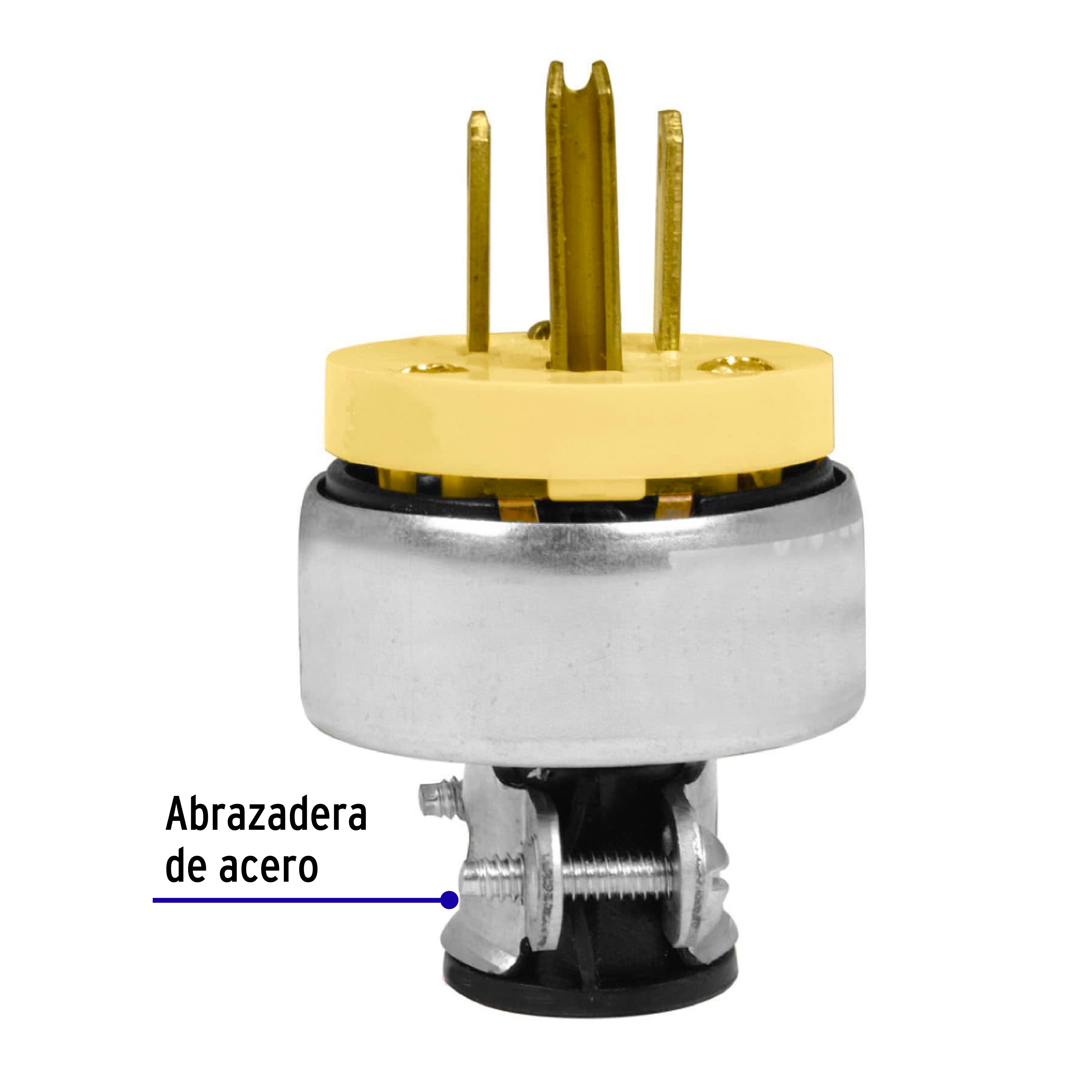 Volteck CLI-A, Clavija blindada, acabado galvanizado, 2 polos, 3 hilos