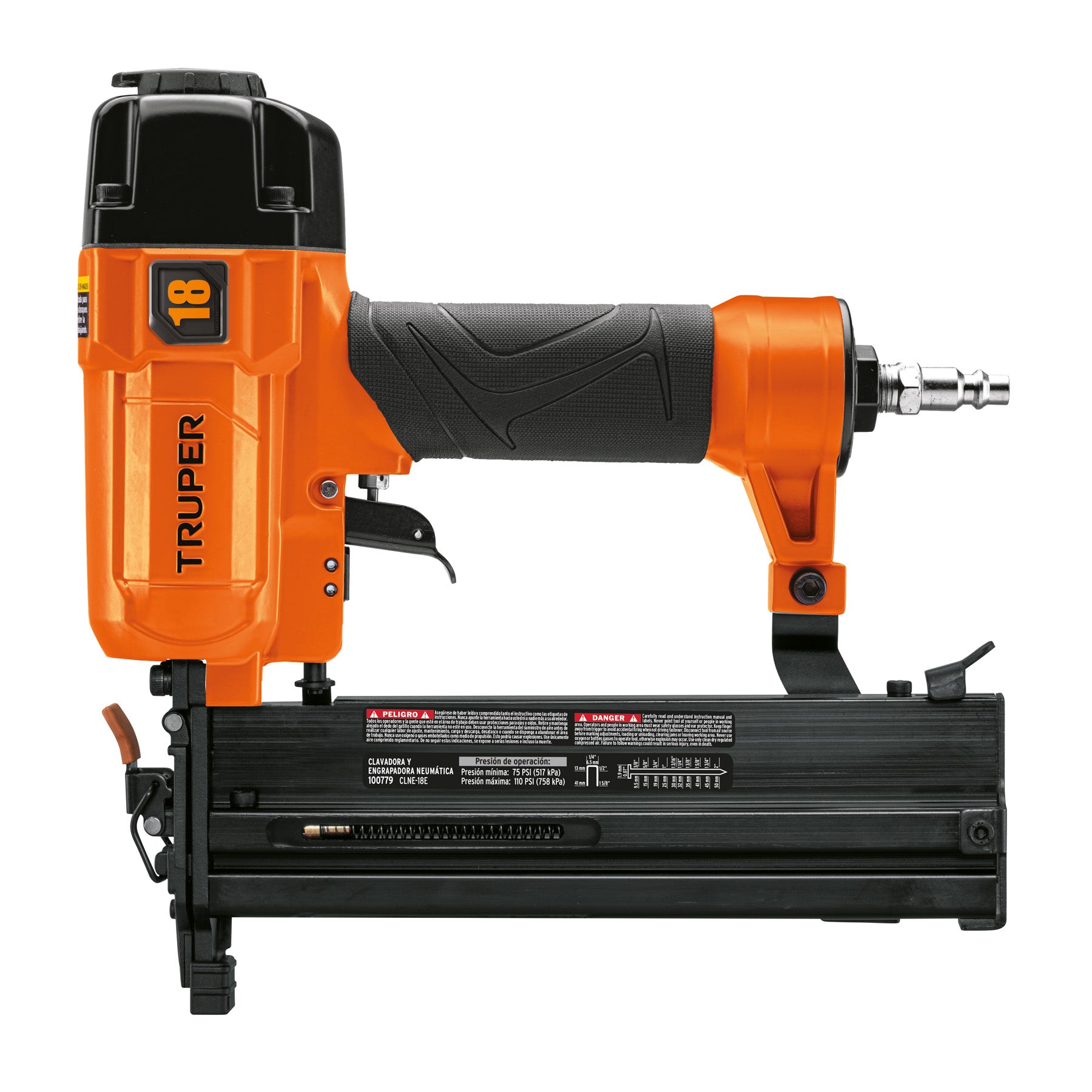 Truper CLNE-18E, Clavadora y engrapadora neumática profesional, calibre 18