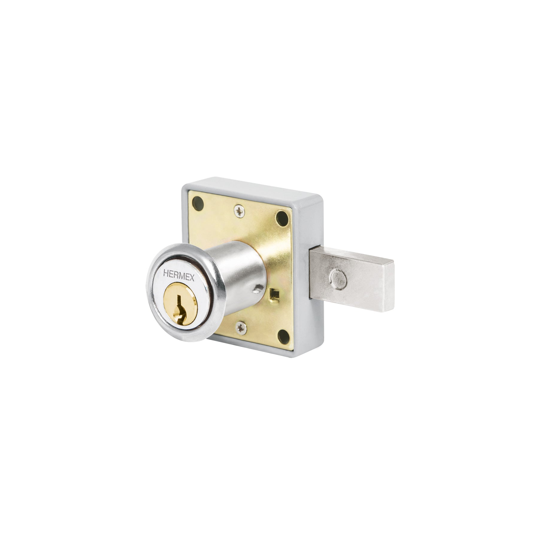 Hermex CM-26C, Cerradura para mueble con cilindro de 29mm, acción horizontal, modelo 26, acabado en cromo