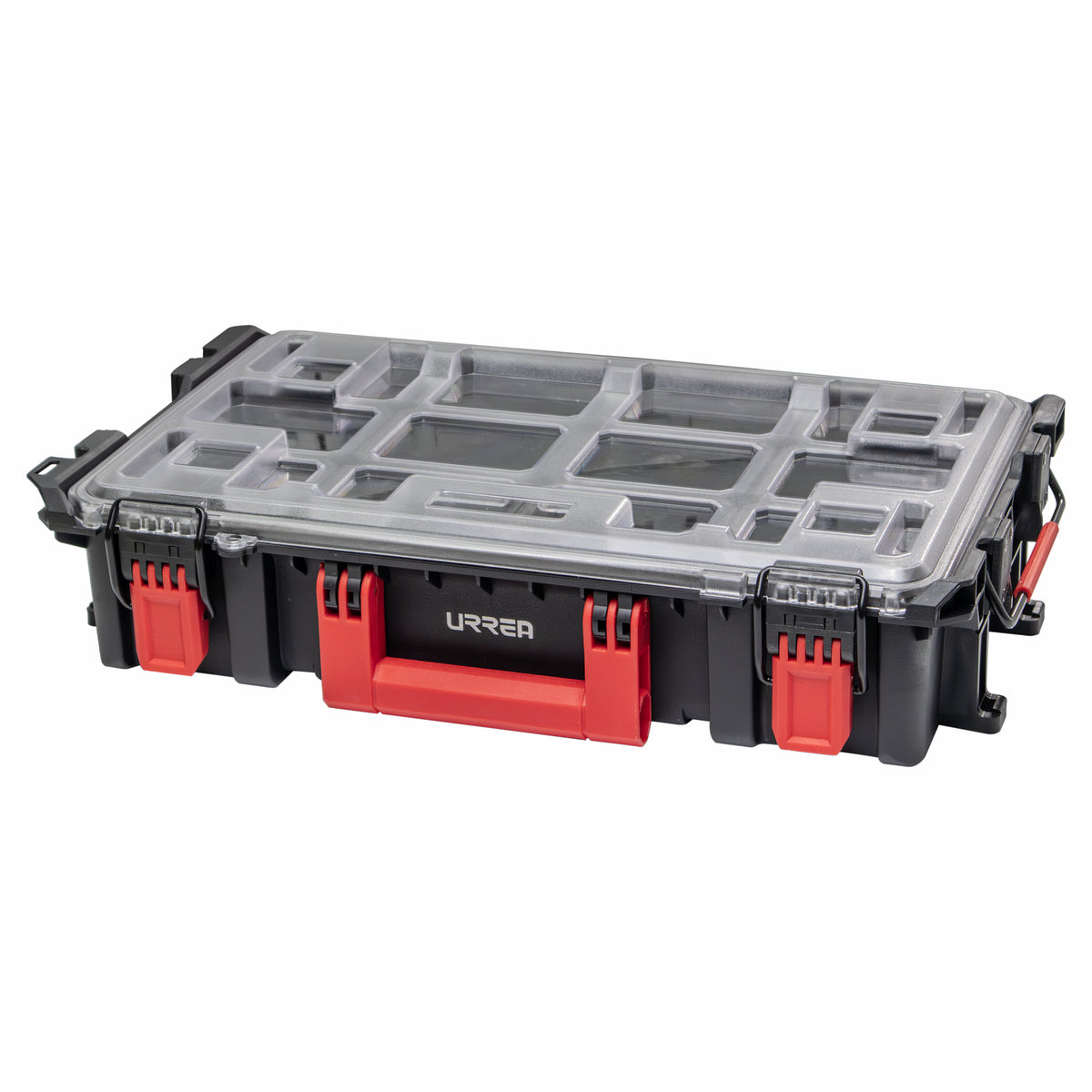 Caja modular plástica color negro con organizadores 21-1/2" x 13-1/2" x 4-1/2" Urrea