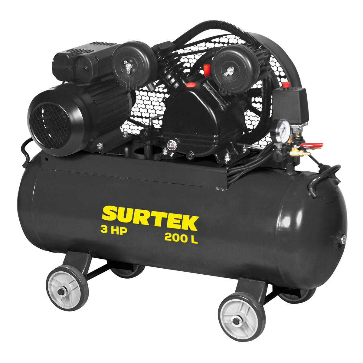 Compresor de aire eléctrico con transmisión de banda 200L, 3HP, 120V Surtek