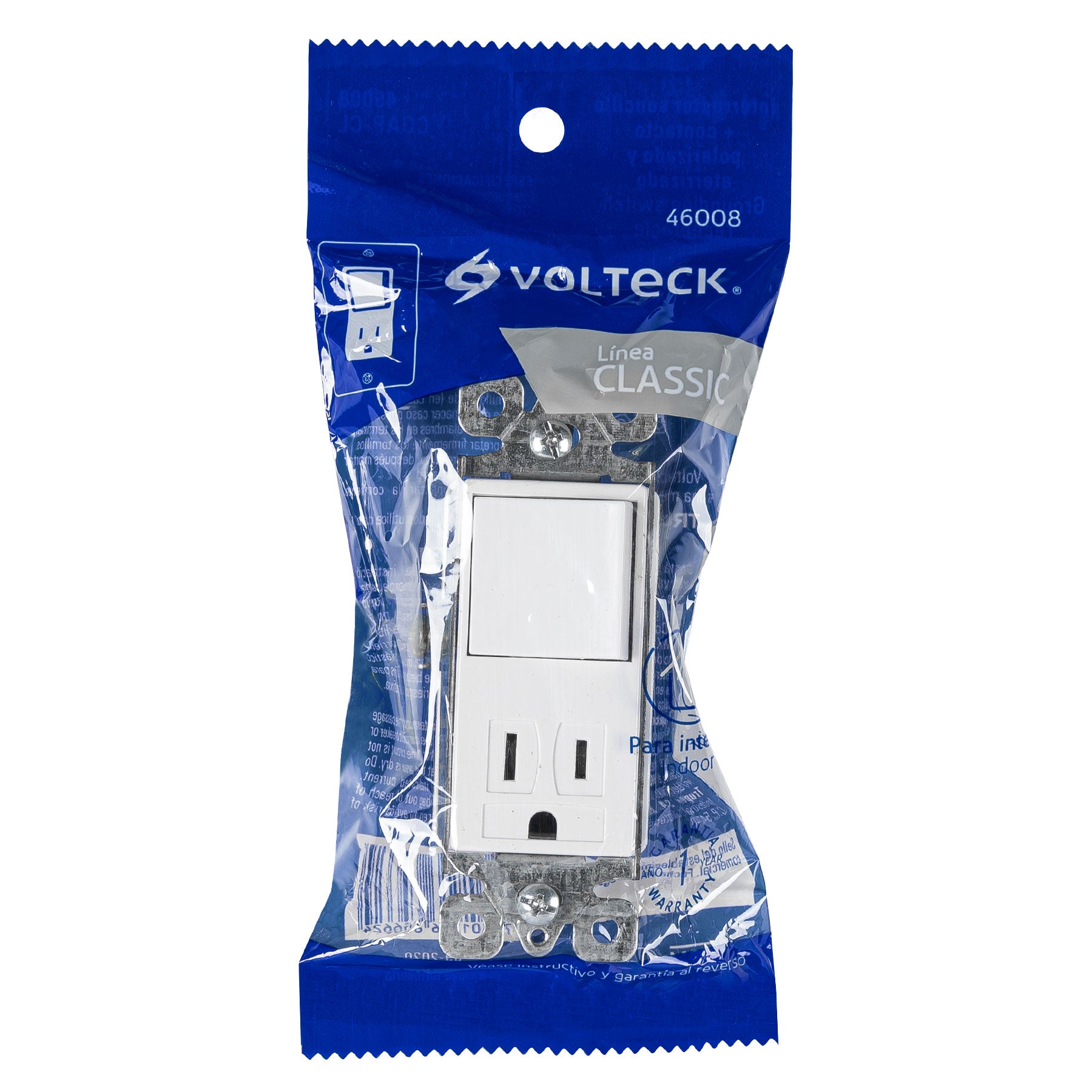 Volteck COAP-CL, Interruptor - contacto, 2 polos + tierra.Línea Classic