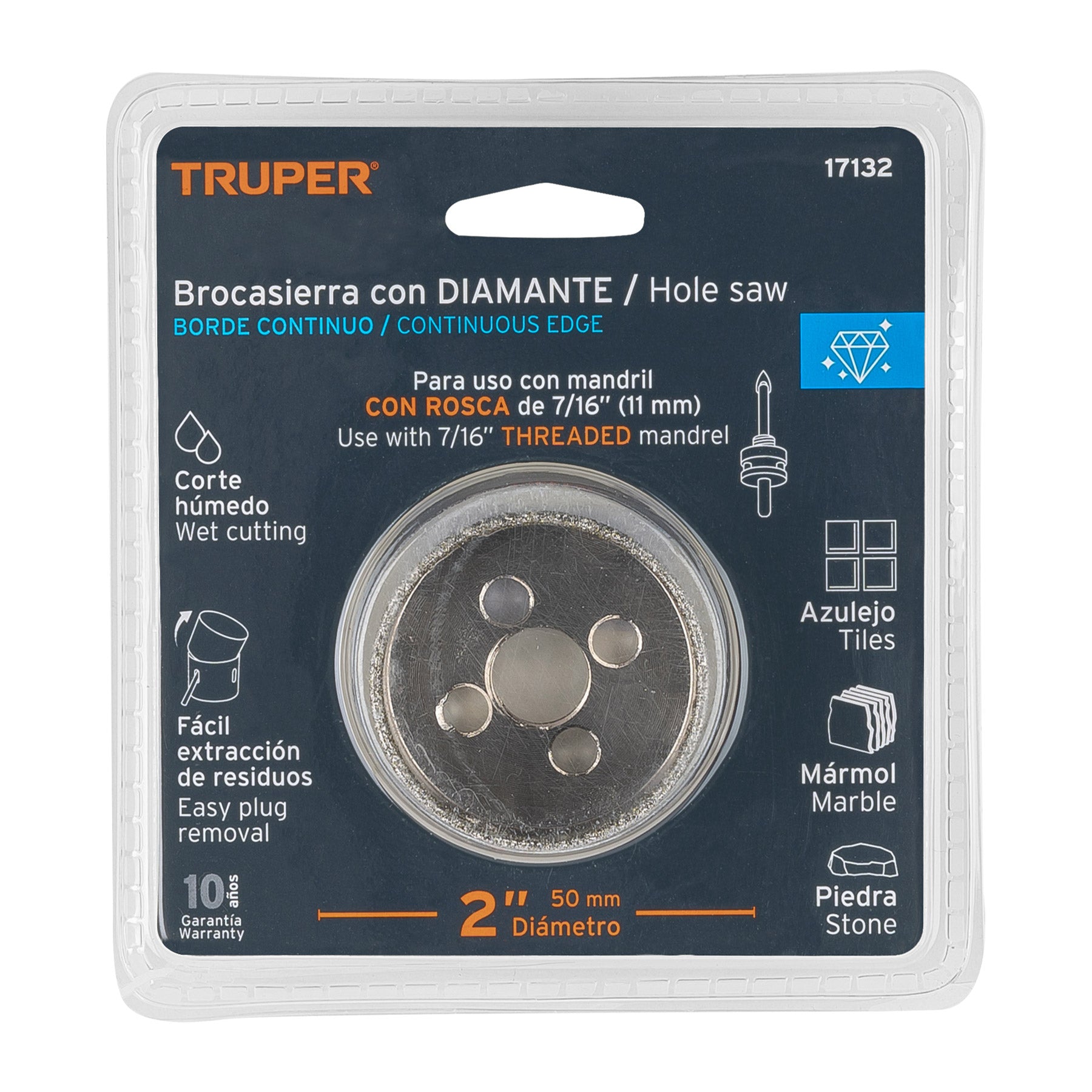 Truper COAZ-2, Brocasierra diamante, borde continuo, 2″