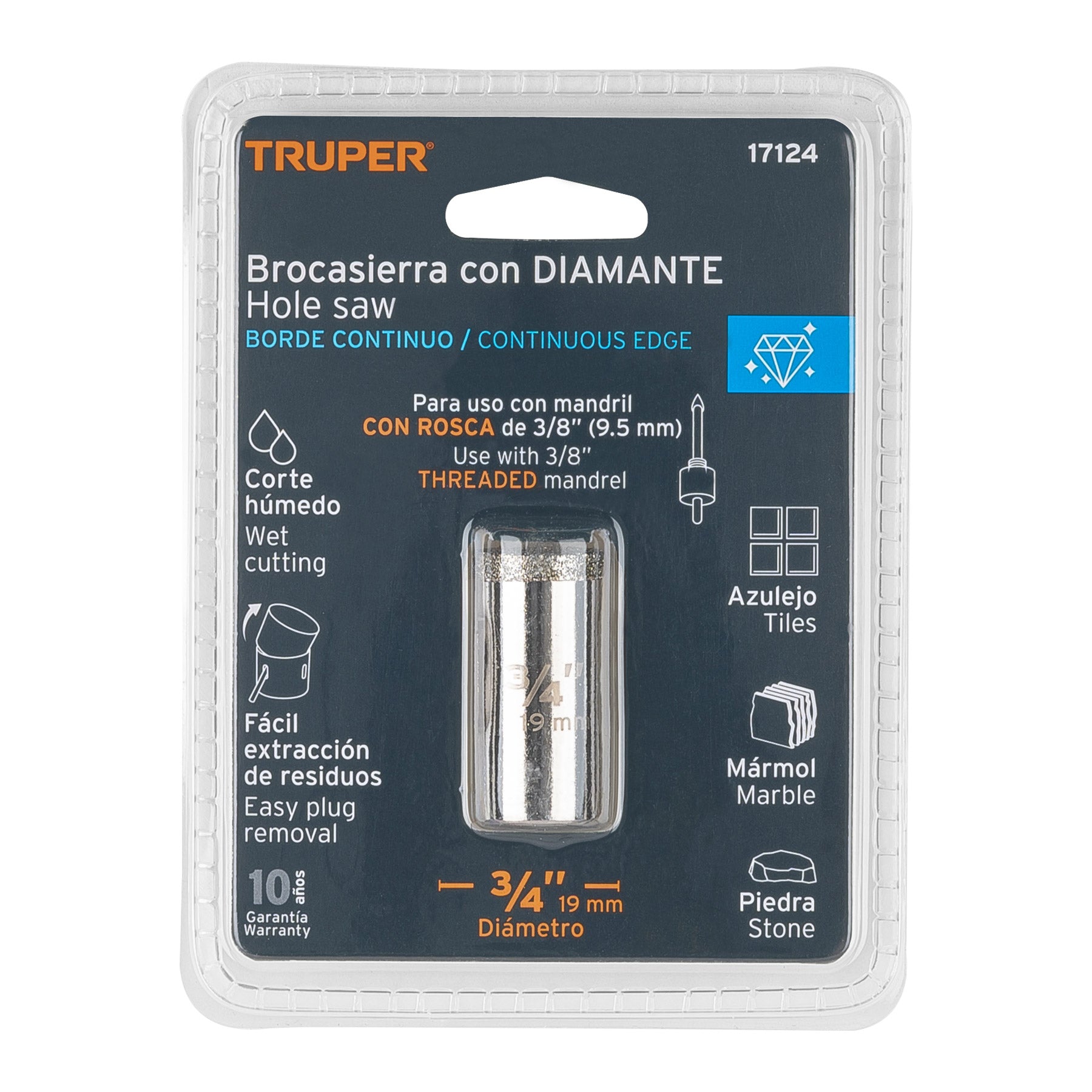 Truper COAZ-3/4, Brocasierra diamante, borde continuo, 3/4″