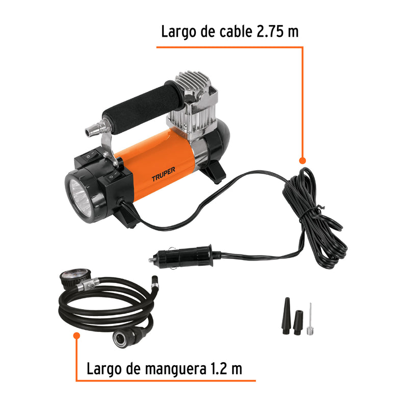 Compresor de aire portátil 12 V para auto con maletín modelo COMP-12 - Carzamo.com