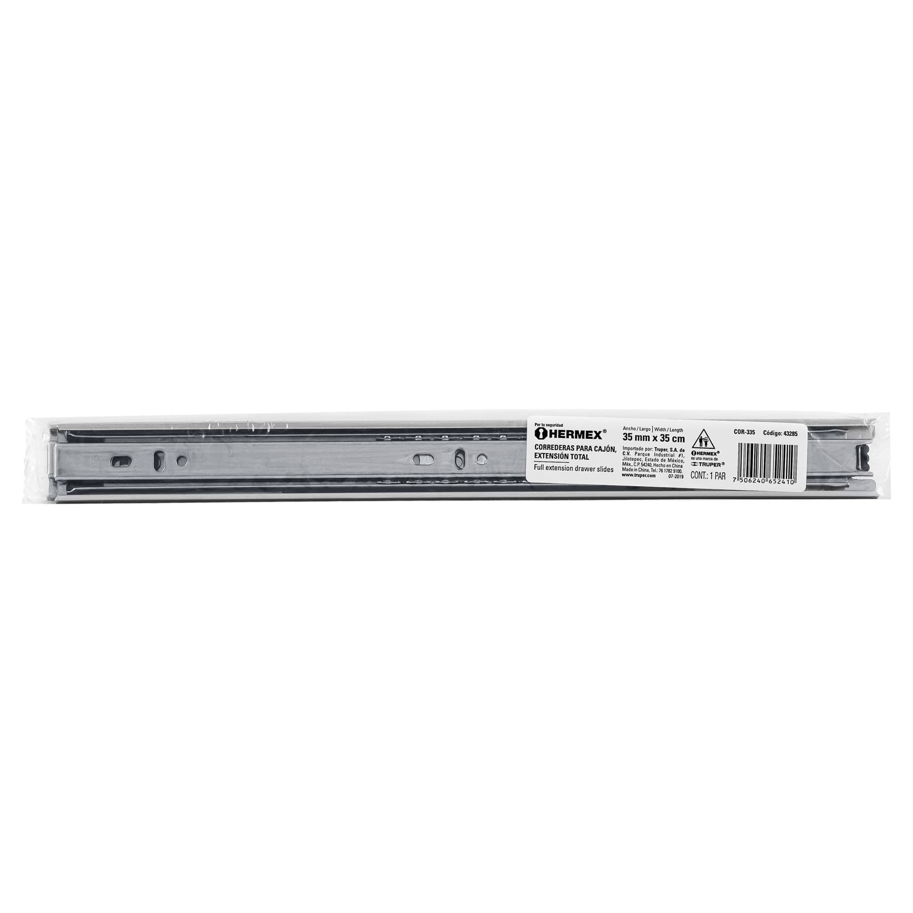 HERMEX Extensión completa de 35 mm, cajón de 35 cm, 2 unidades