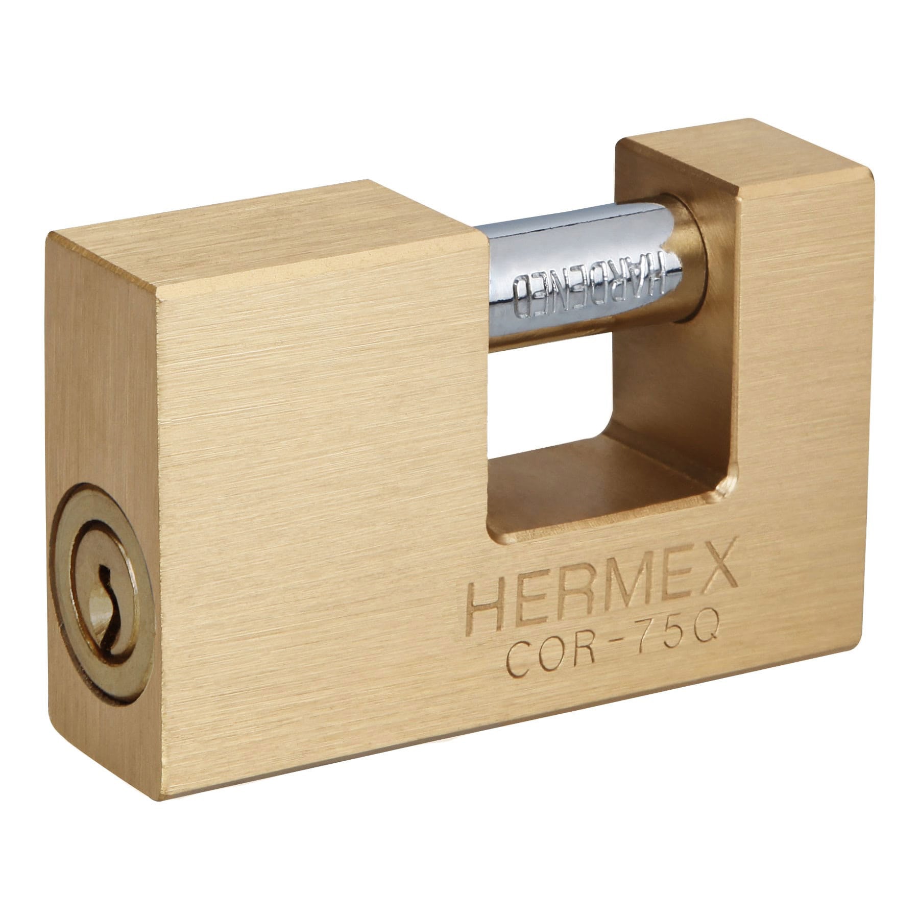 Hermex COR-75Q, Candado antipalanca, cuerpo de latón de 75mm, alta seguridad, llave de puntos