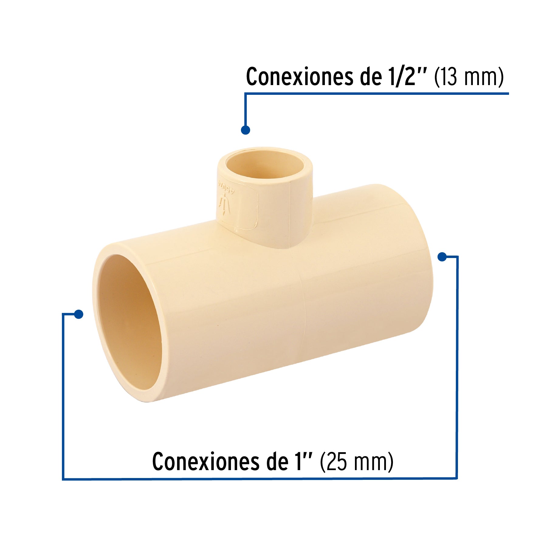 Foset Hidroflow CPVC-725, Tee reducida de CPVC, 1″ x 1″ x 1/2″