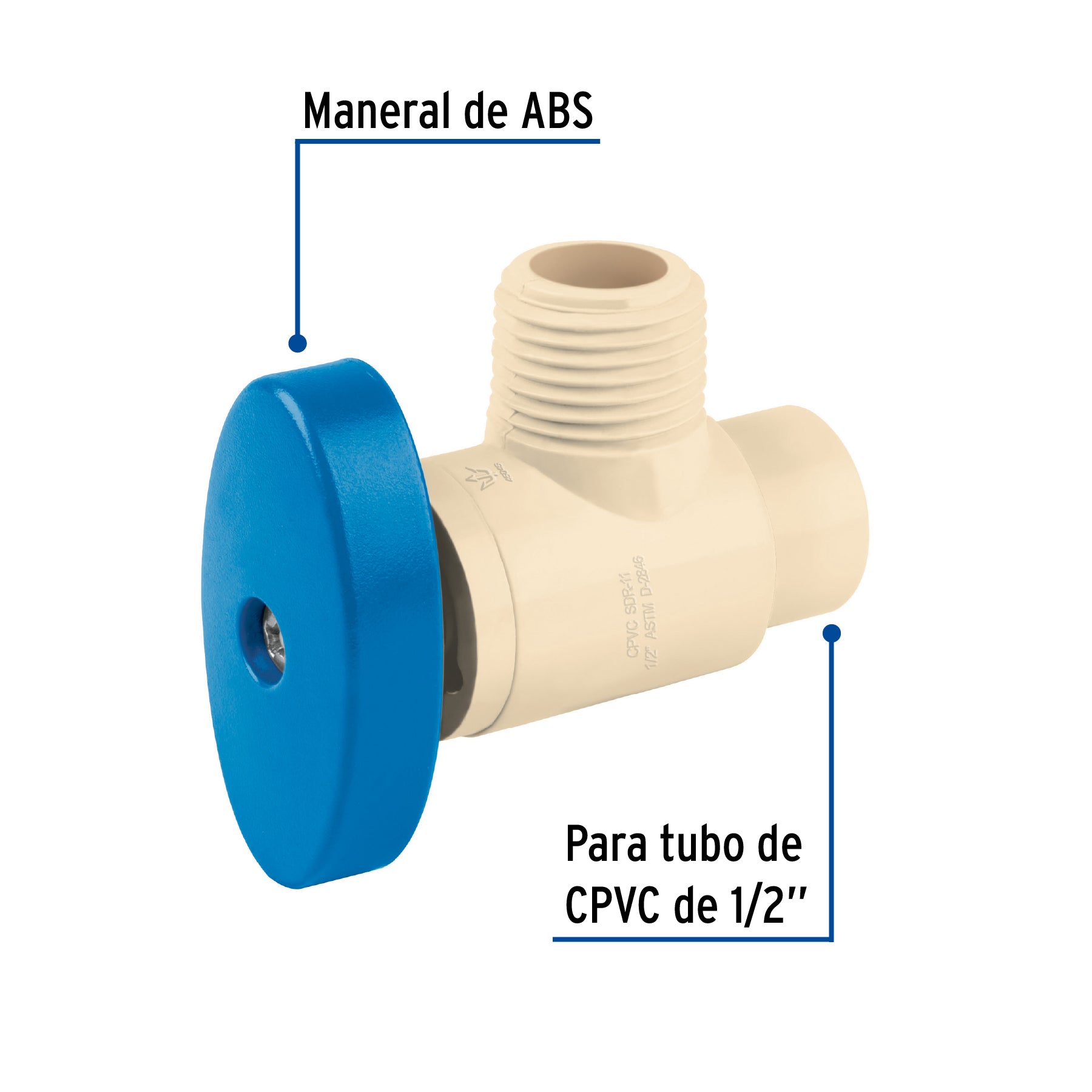 Foset Hidroflow CPVC-ANG, Llave angular de CPVC de 1/2″