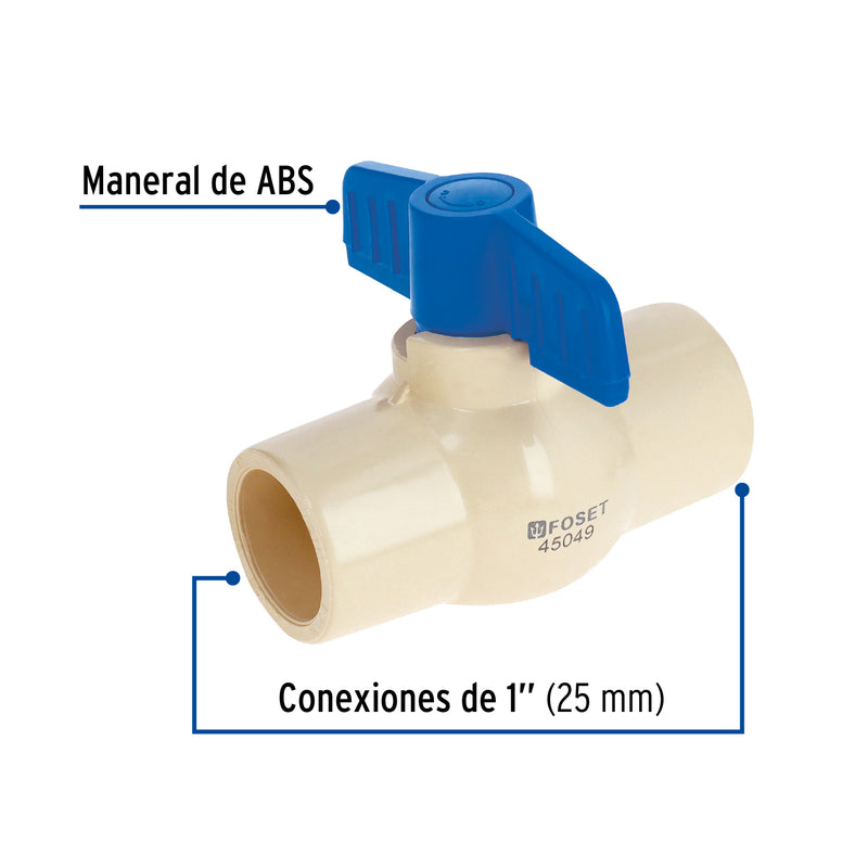 Foset CPVC-463 Válvula Bola de CPVC, 25mm - Carzamo.com