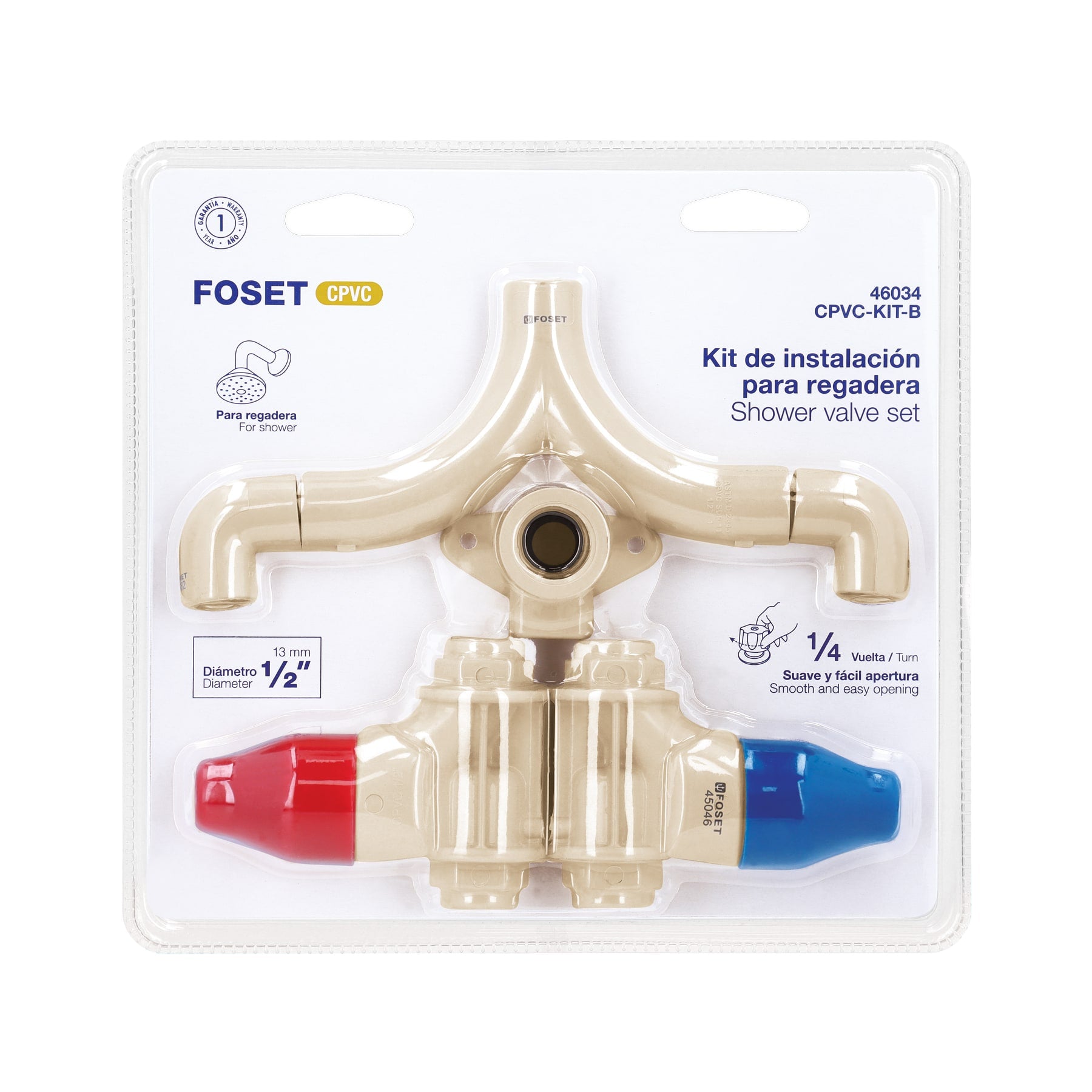 Foset CPVC-KIT-B, KIT conexiones CPVC para instalación regadera sin manerales