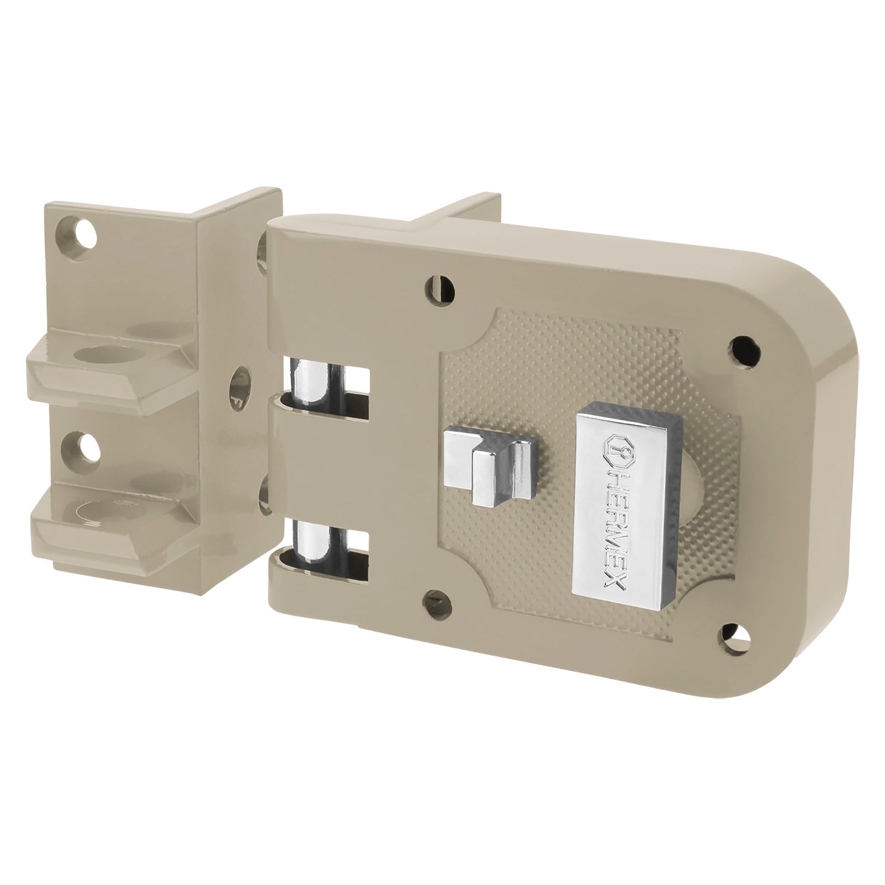 Hermex CS-60I, Cerradura de sobreponer para puertas corredizas (izquierda), llave tradicional