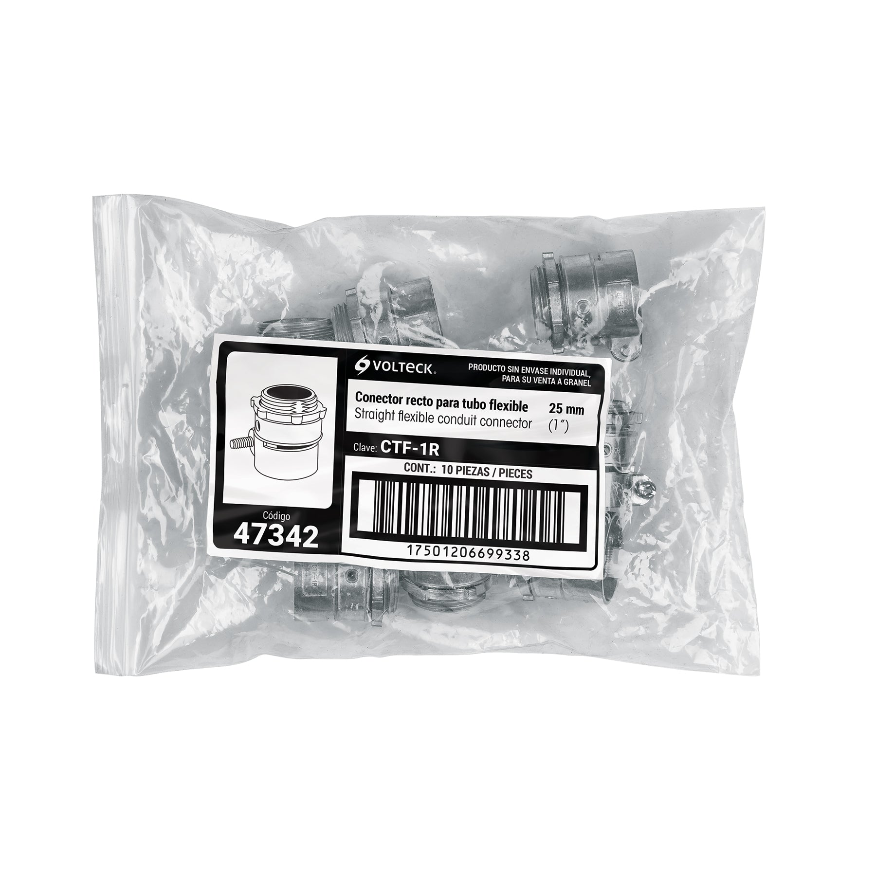 Volteck CTF-1R, Conector para tubo, 1 pieza