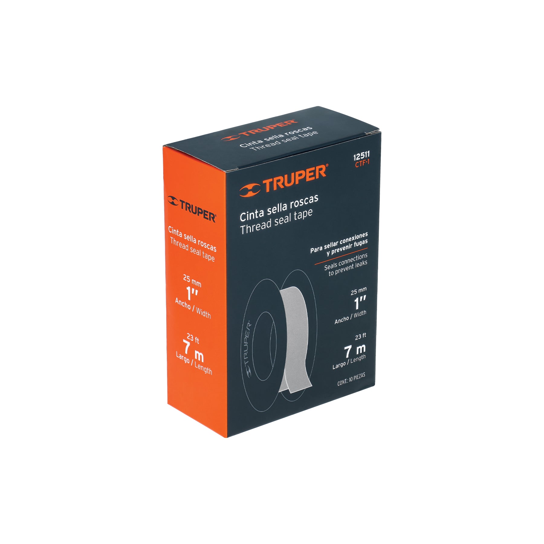 Truper CTF-1, Cinta sella roscas, uso general, 7 m, 1″