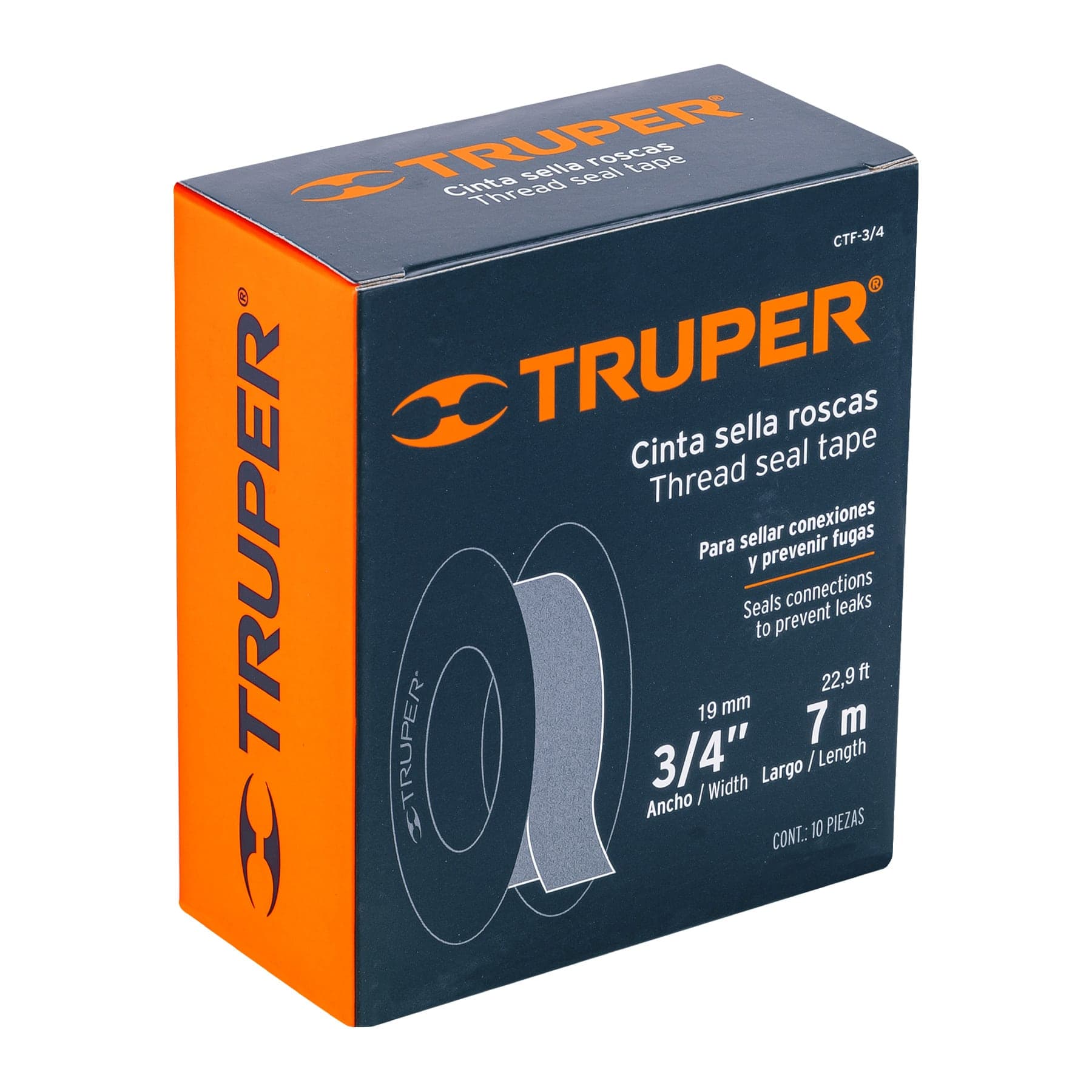 Truper CTF-3/4, Cinta sella roscas, uso general, 7 m, 3/4″