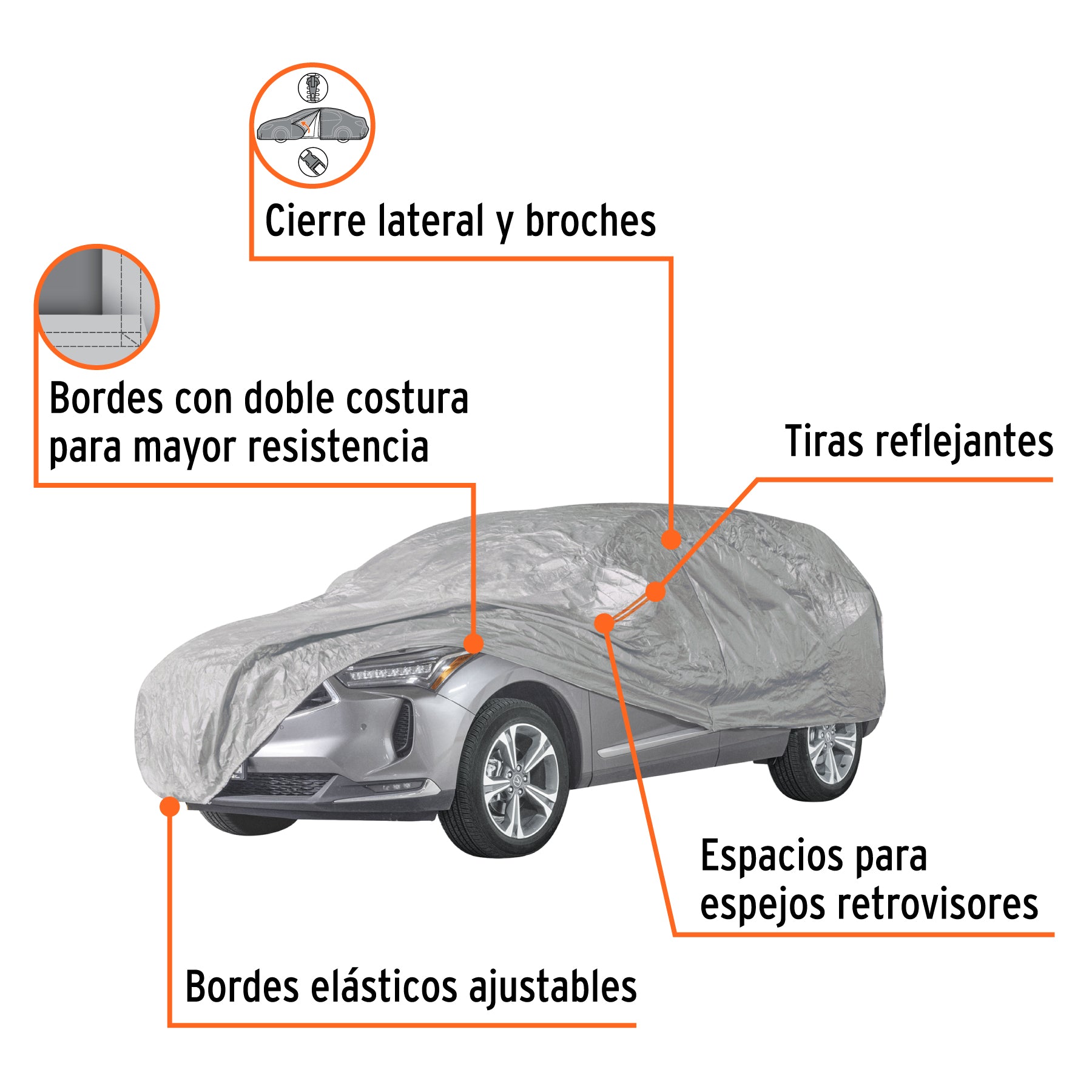 Cubierta para autos grandes SUV, 1.8 x 5.7 x 1.2 m, TRUPER