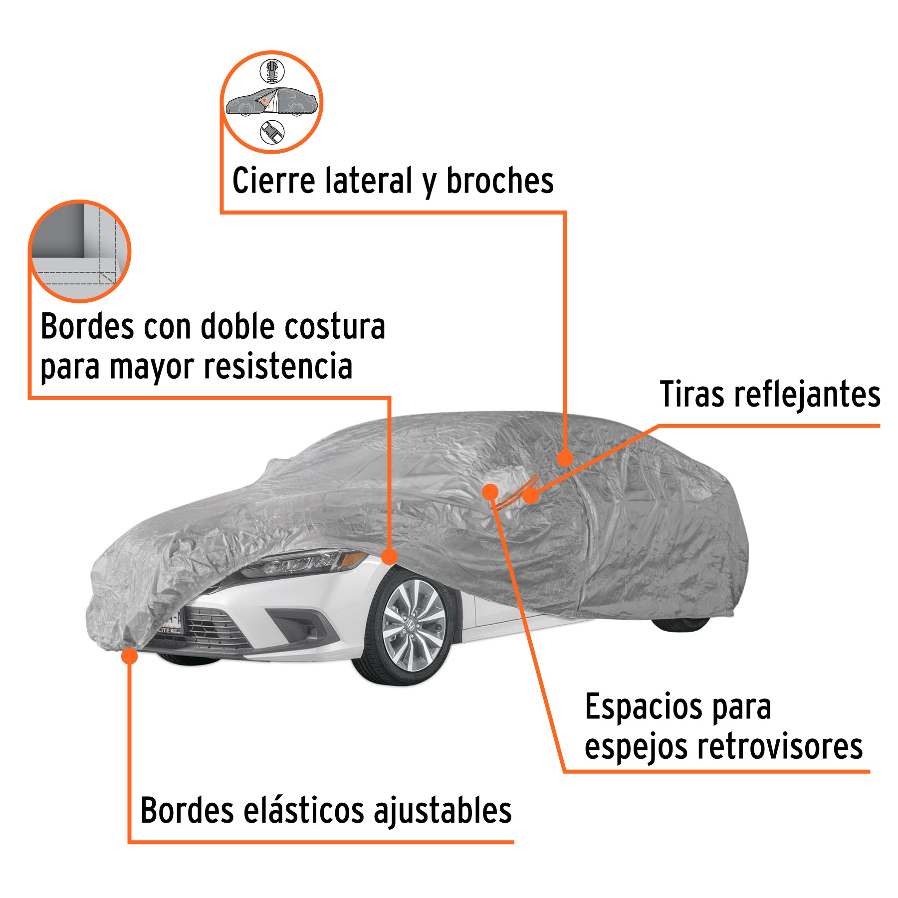 Cubierta para autos medianos tipo sedán, 1.8 x 5.0 x 1.2 m, TRUPER
