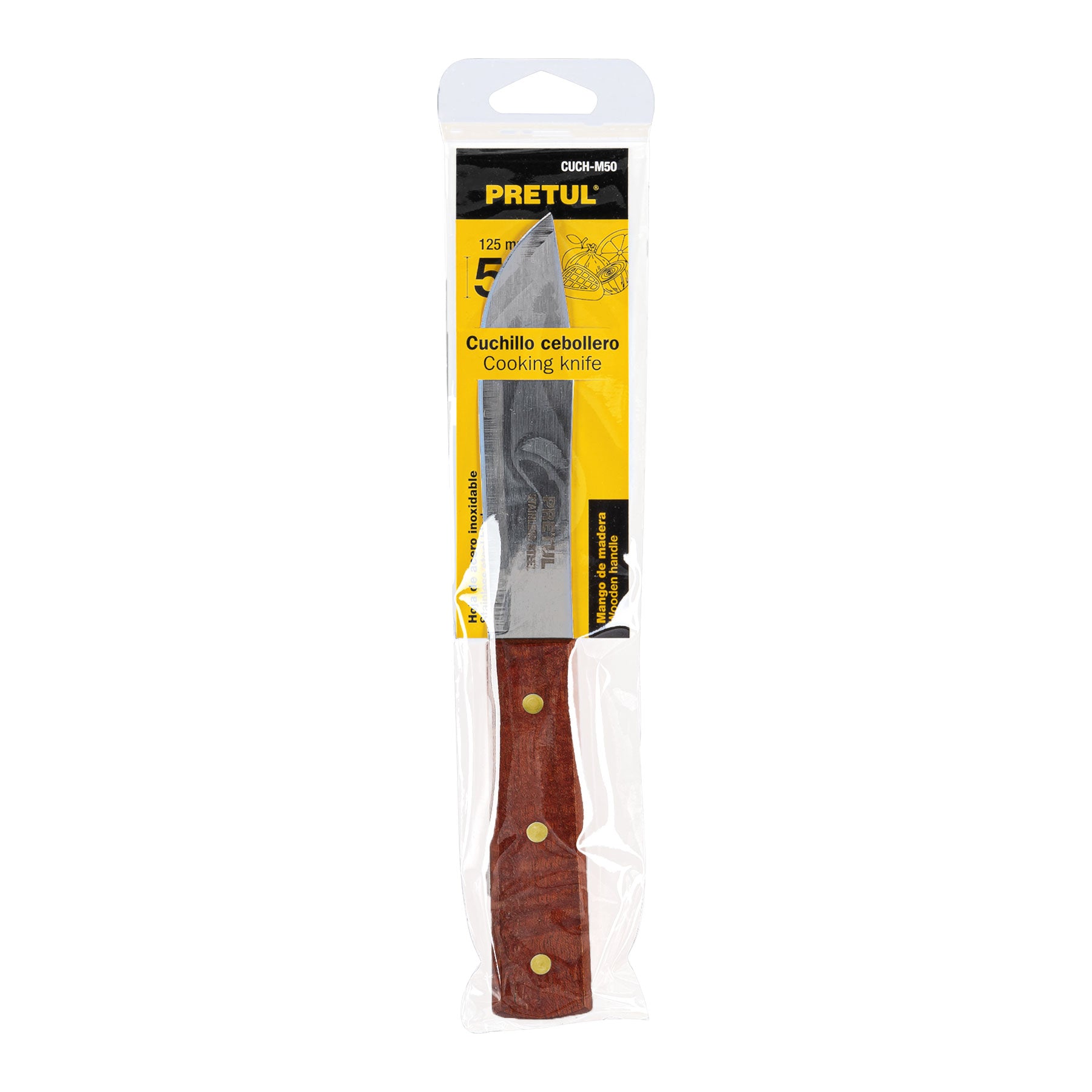 Pretul CUCH-M50, Cuchillo cebollero 5″ mango de madera