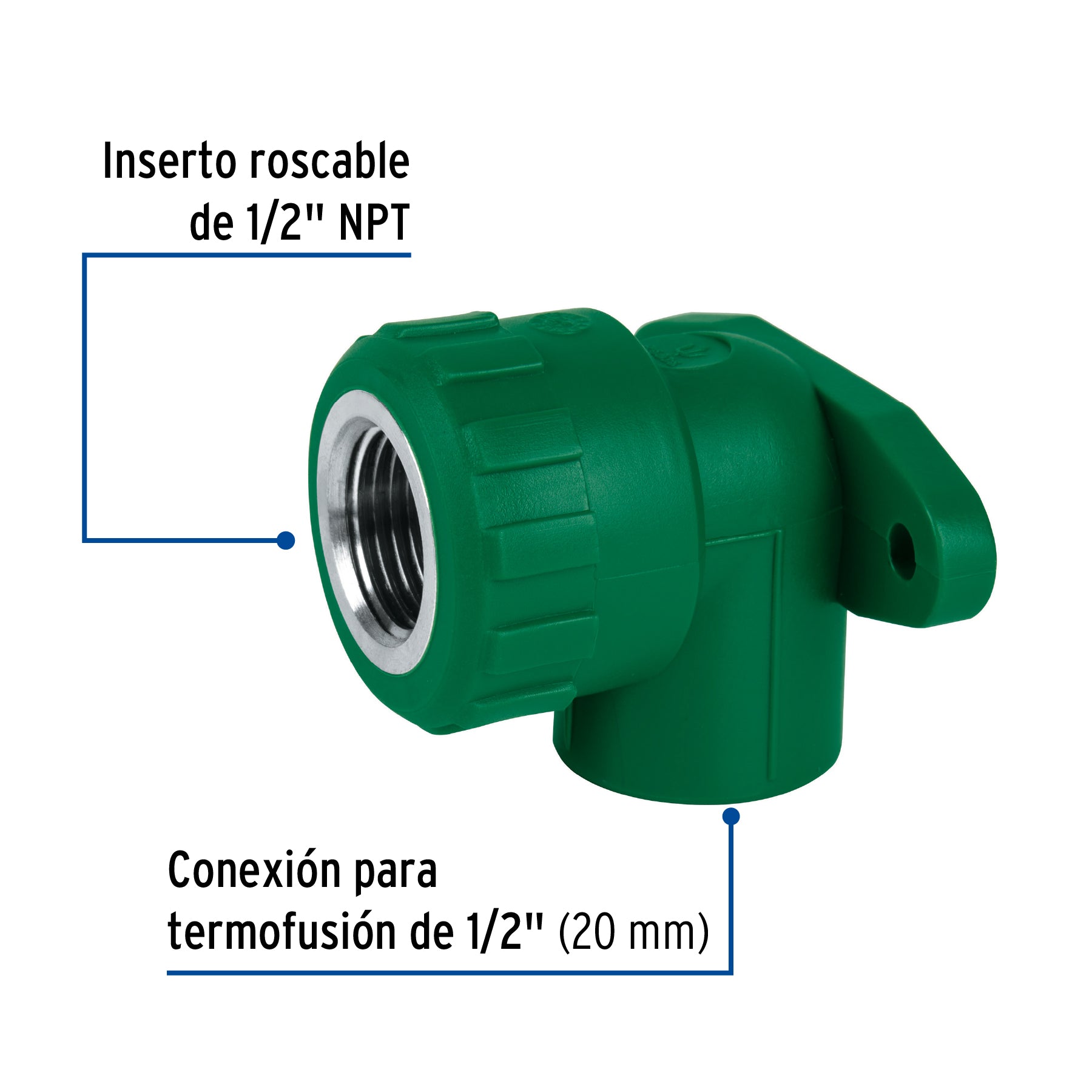 Codo Oreja 90° De Ppr 1/2' Hembra Con Inserto Foset