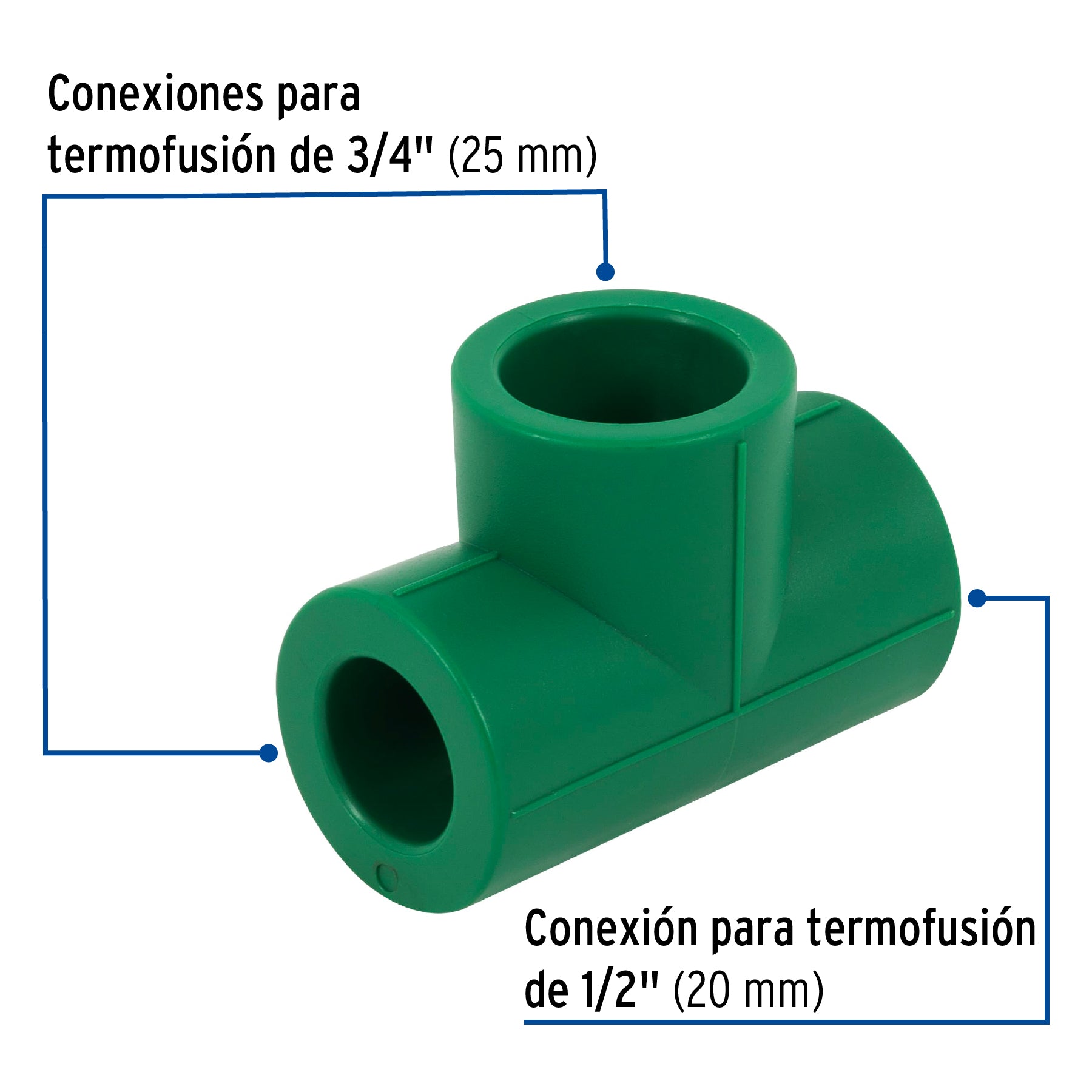 Foset Termoflow CV-723, Tee reducida de PP-R, 3/4″ x 1/2″ x 3/4″