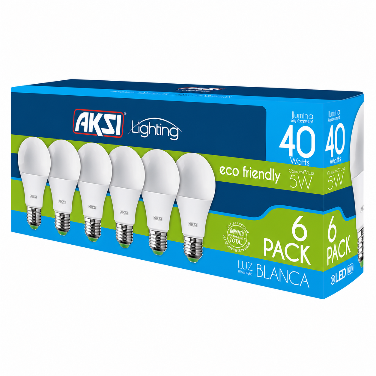 Paquete 6 focos LED consumen 5W iluminan 40W Base E27 Aksi 129004