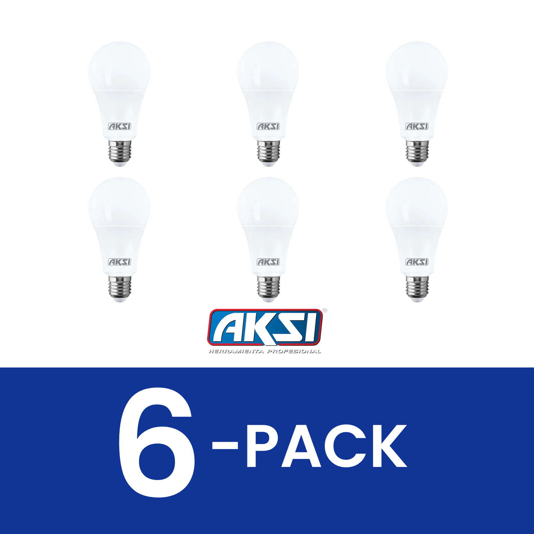 [6 Pack] Focos LED AKSI ECO 15W Luz Blanca 6500K A19 E27 Equivalente 100W