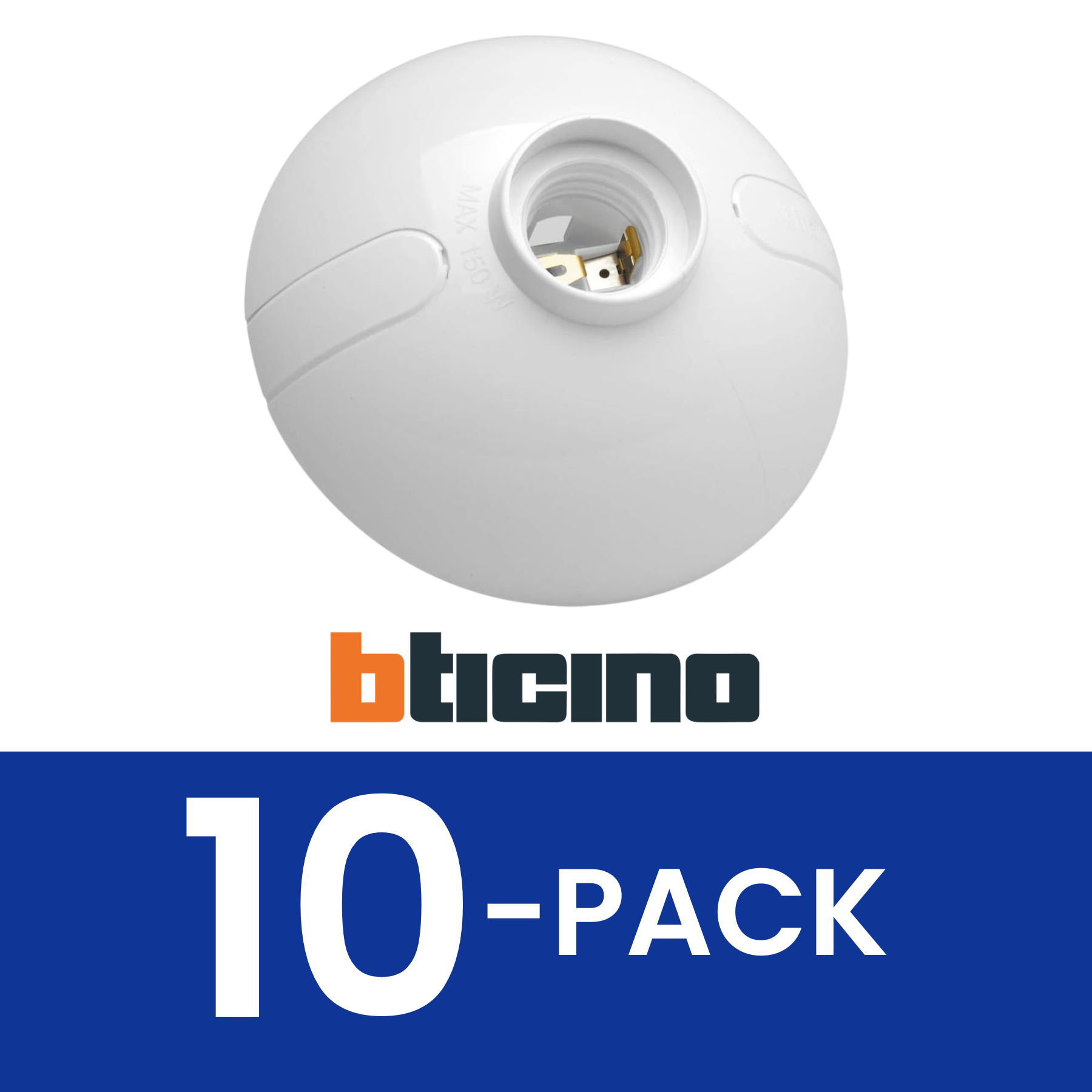 [10 Pack] Portalámpara plástico Bticino P23B (Paquete de 10)