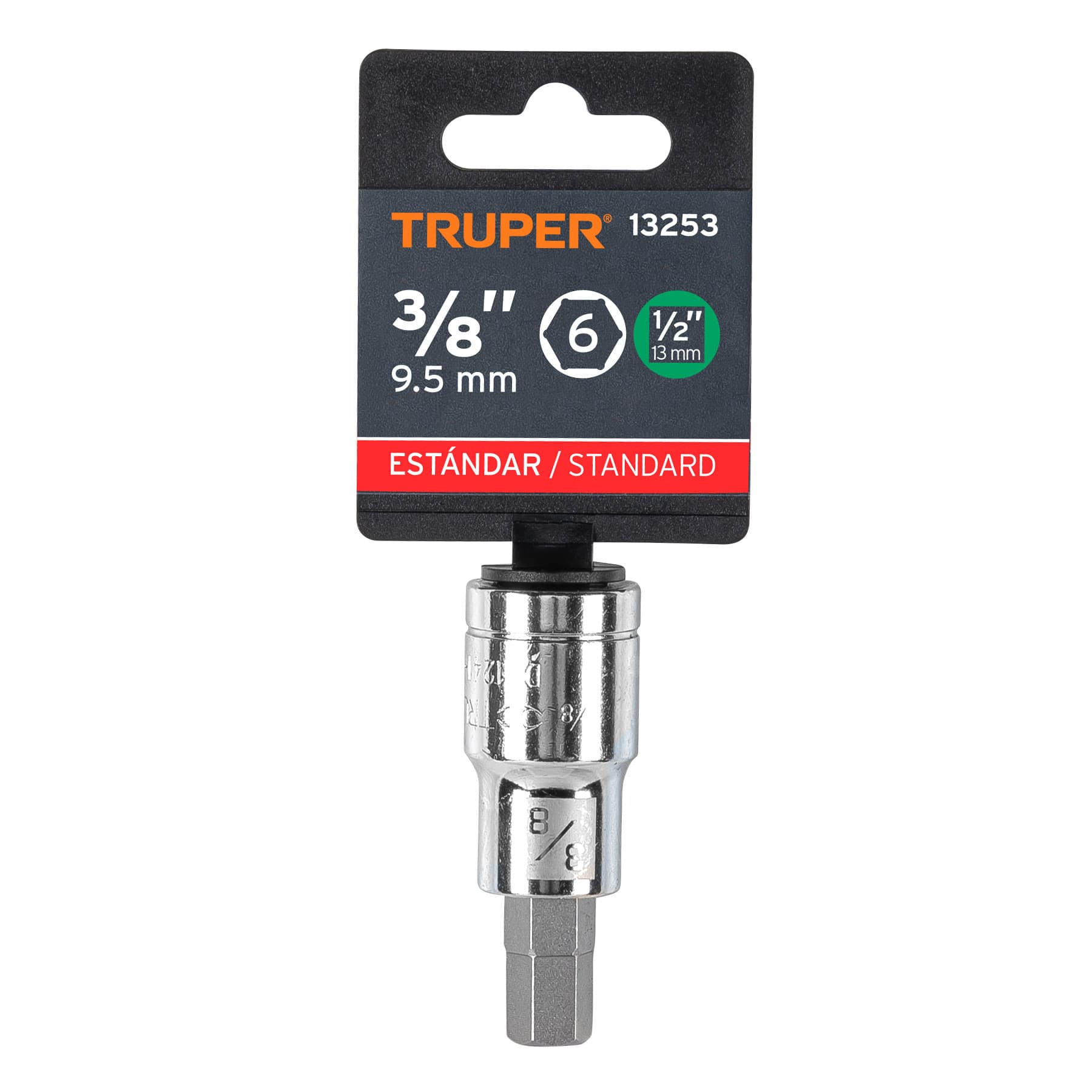 Truper D-1241-3/8, Dados de punta hexagonal, cuadro 1/2″ de 3/8″