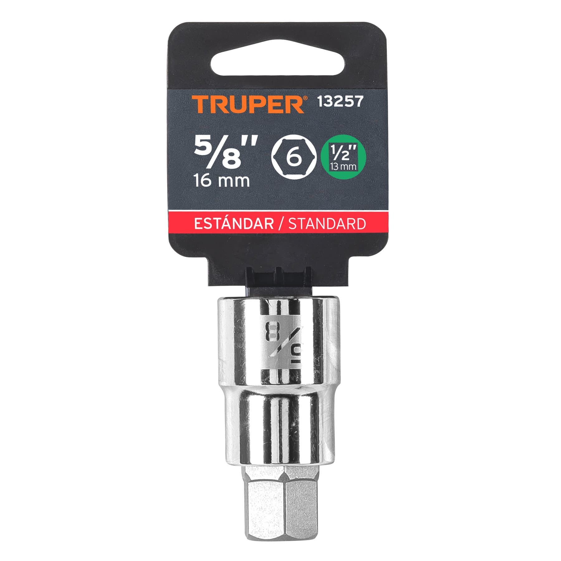 Truper D-1241-5/8, Dado de punta hexagonal std, 5/8″, cuadro 1/2″