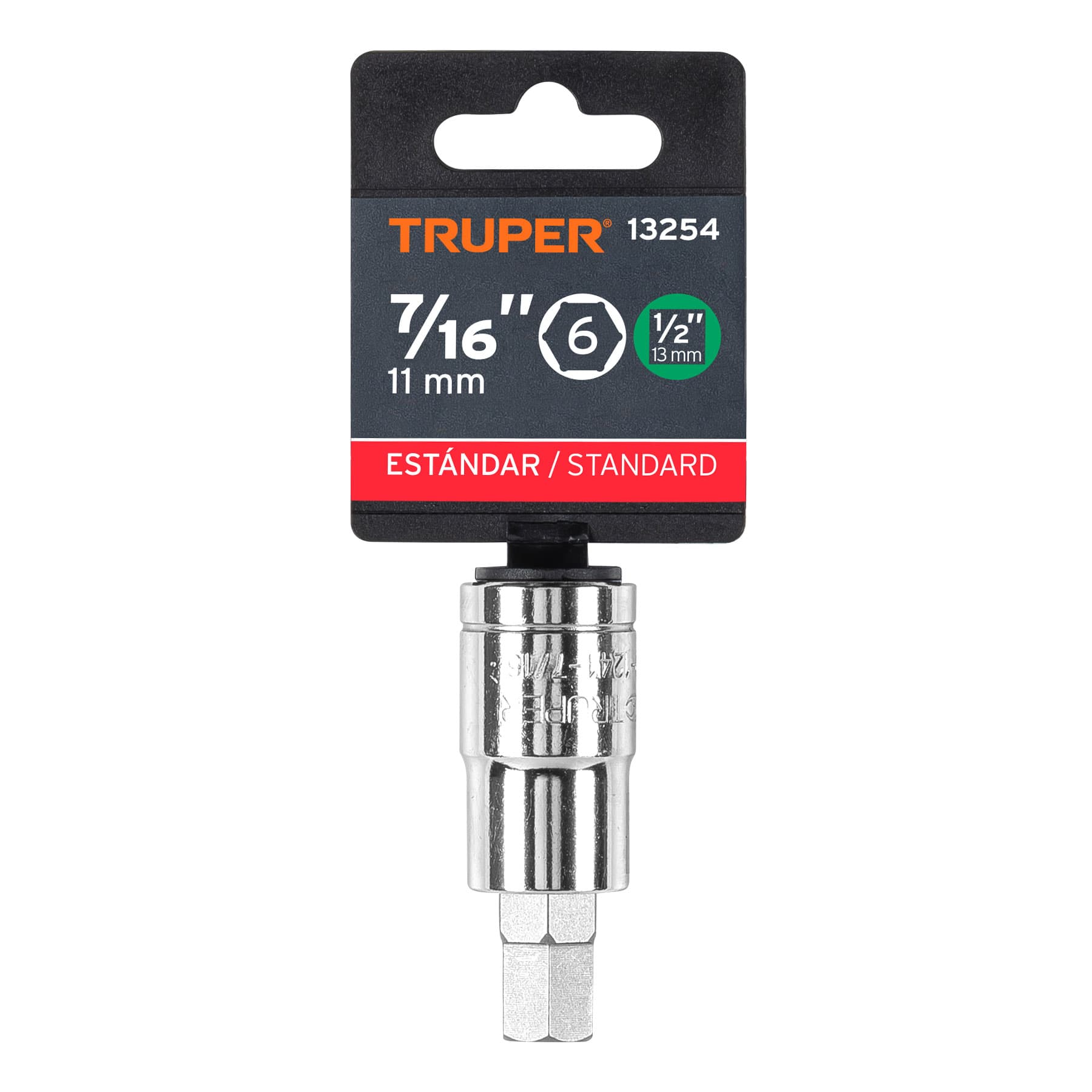 Truper D-1241-7/16, Dado de punta hexagonal std, 7/16″, cuadro 1/2″