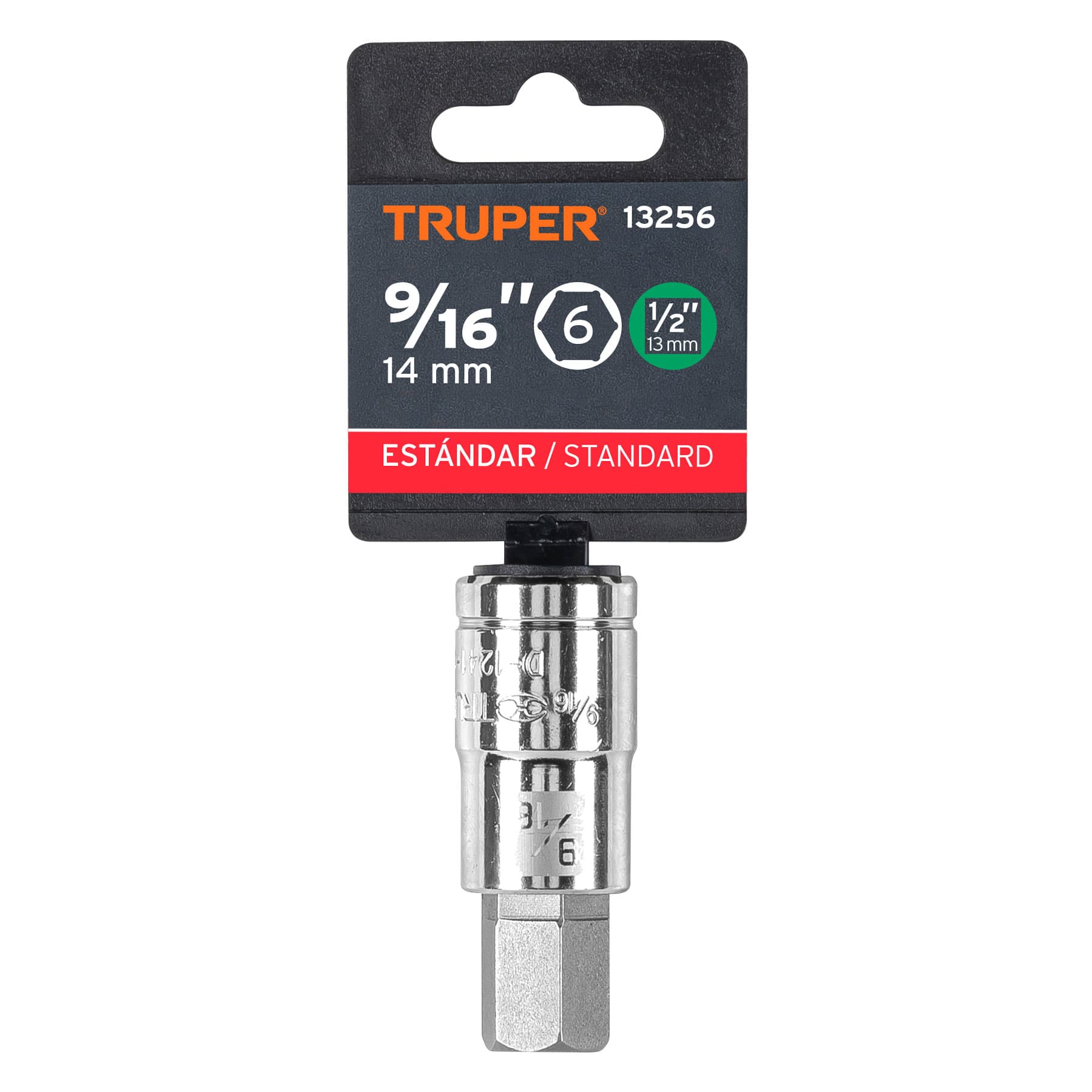 Truper D-1241-9/16, Dado de punta hexagonal std, 9/16″, cuadro 1/2″