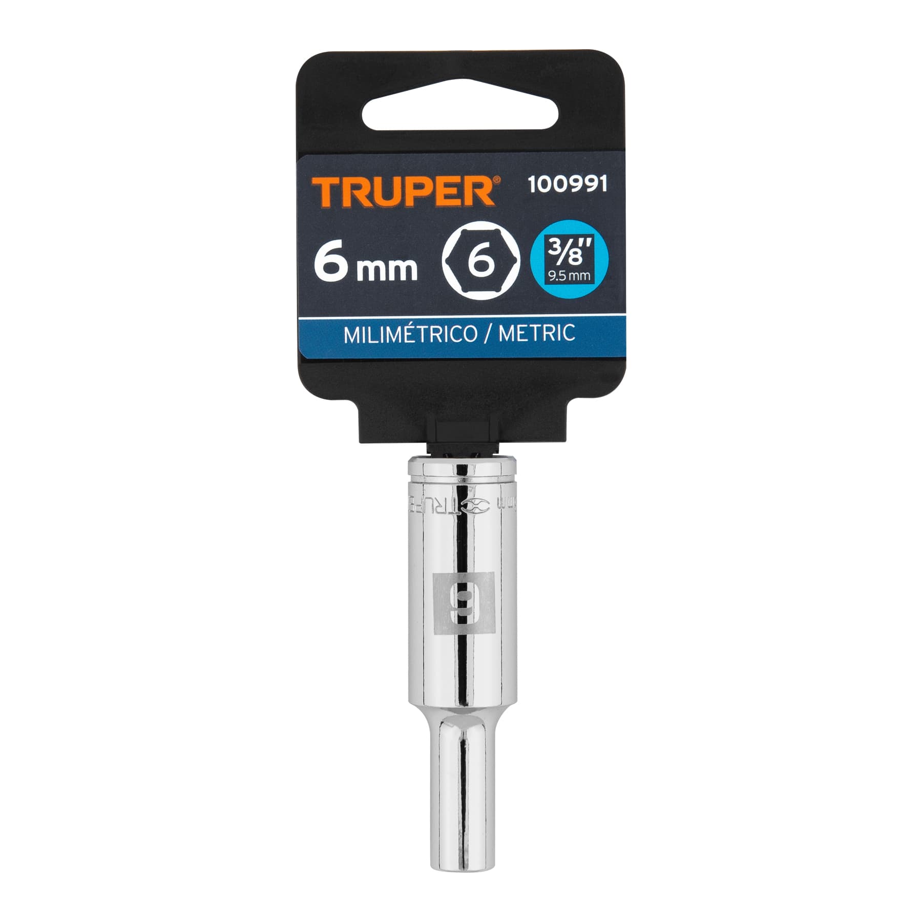 Truper D-3806-HM-L, Dado largo de 6 mm, 6 puntas, cuadro 3/8″