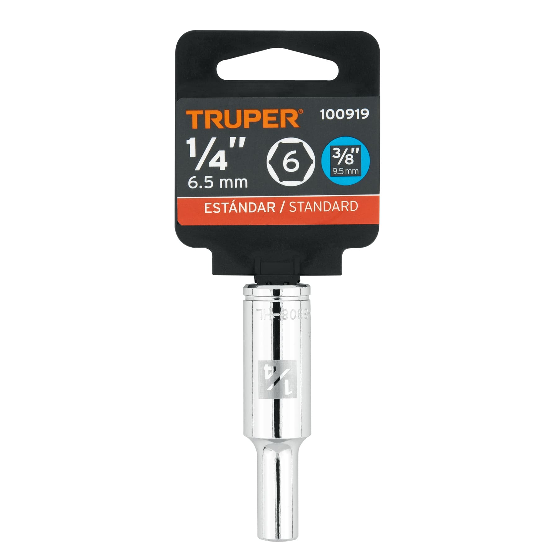Truper D-3808-HL, Dado largo de 1/4″, 6 puntas, cuadro 3/8″