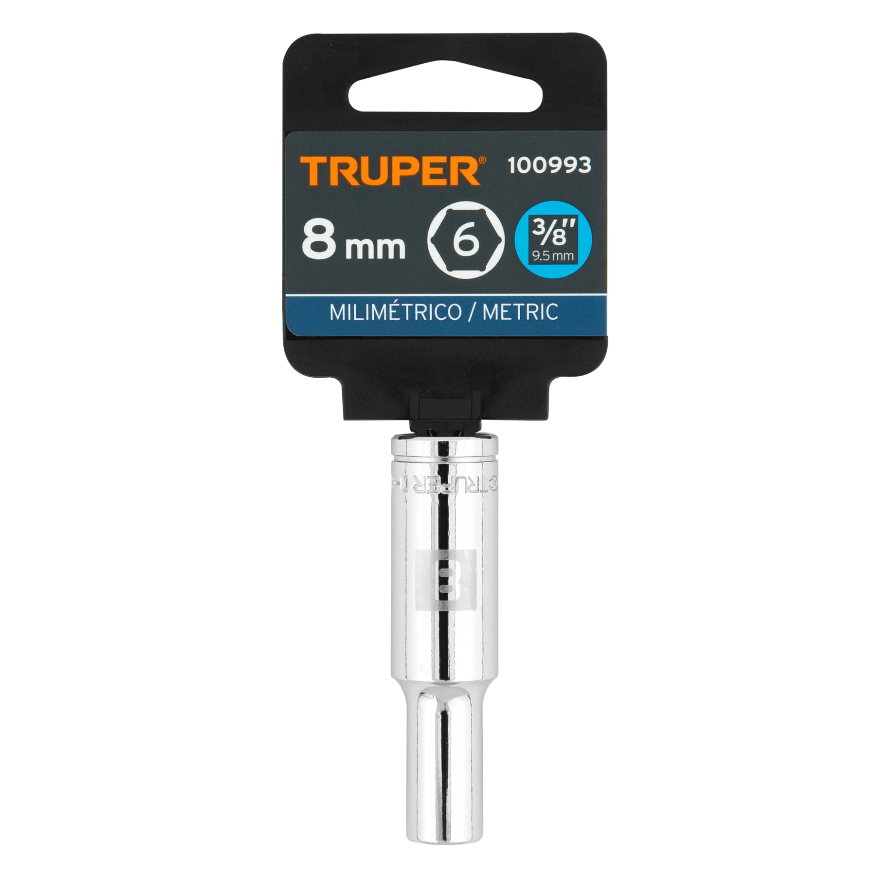 Truper D-3808-HM-L, Dado largo de 8 mm, 6 puntas, cuadro 3/8″