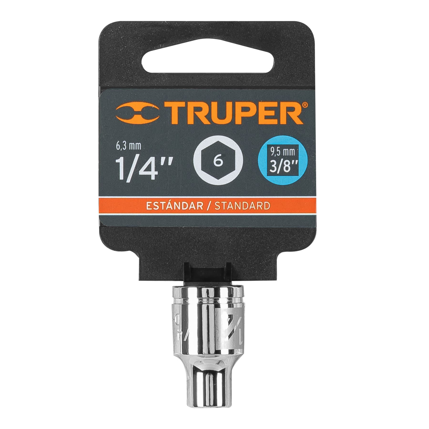 Truper D-3808-H, Dado de 6 puntas, cuadro 3/8″ de 1/4″