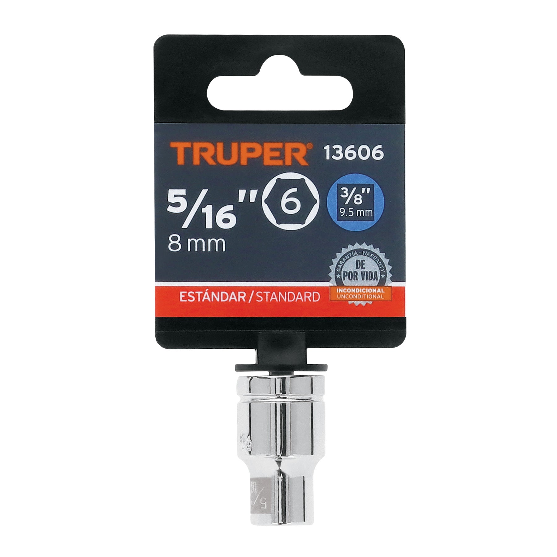 Truper D-3810-H, Dado de 6 puntas std, 5/16″, cuadro 3/8″