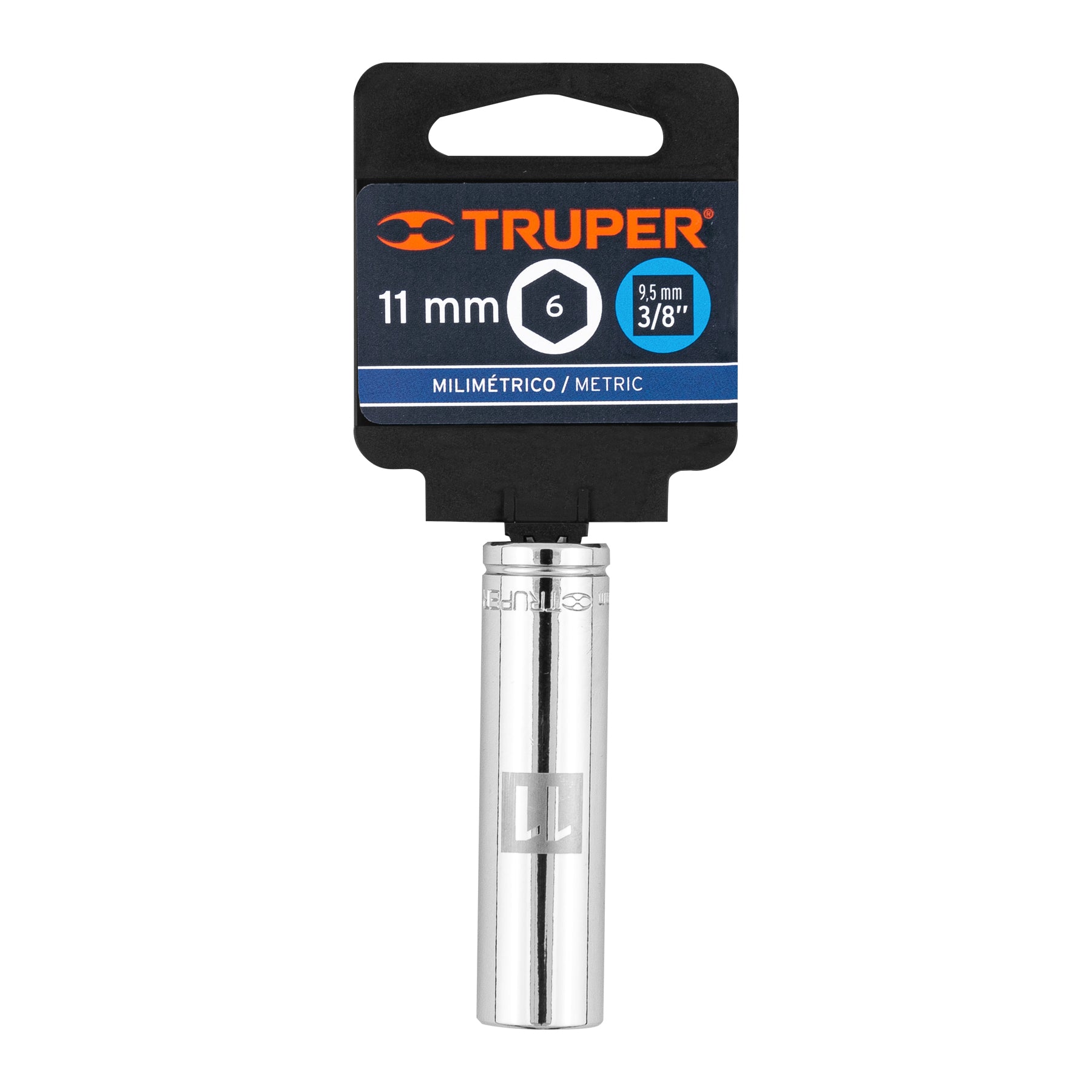 Truper D-3811-HM-L, Dado de 6 puntas, largo, cuadro 3/8″ de 11 mm