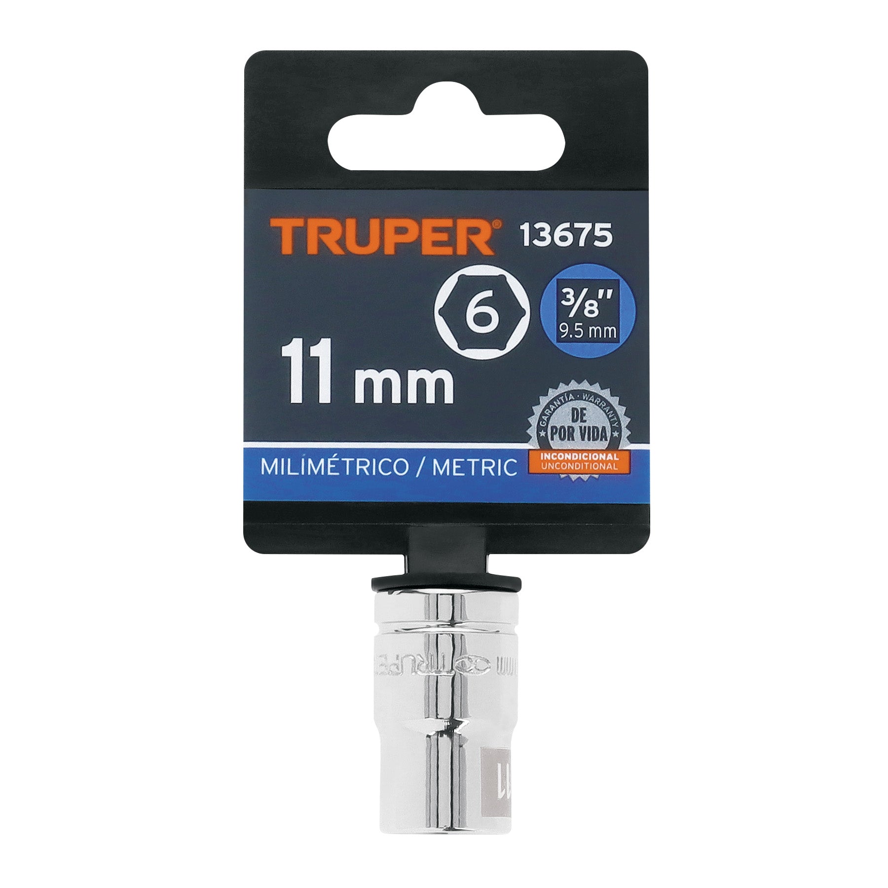 Truper D-3811-HM, Dado de 6 puntas mm, 11 mm, cuadro 3/8″