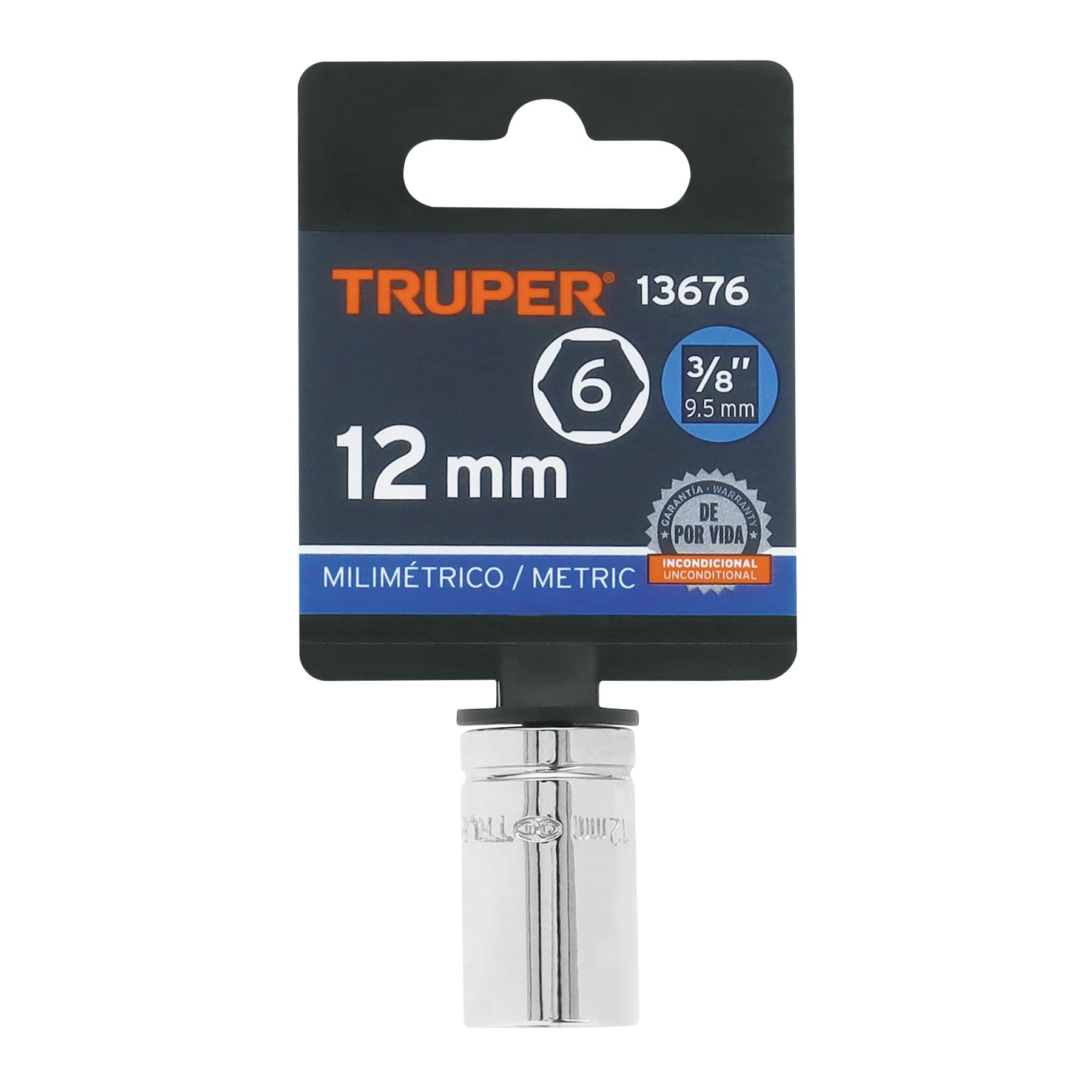 Truper D-3812-HM, Dado de 6 puntas mm, 12 mm, cuadro 3/8″