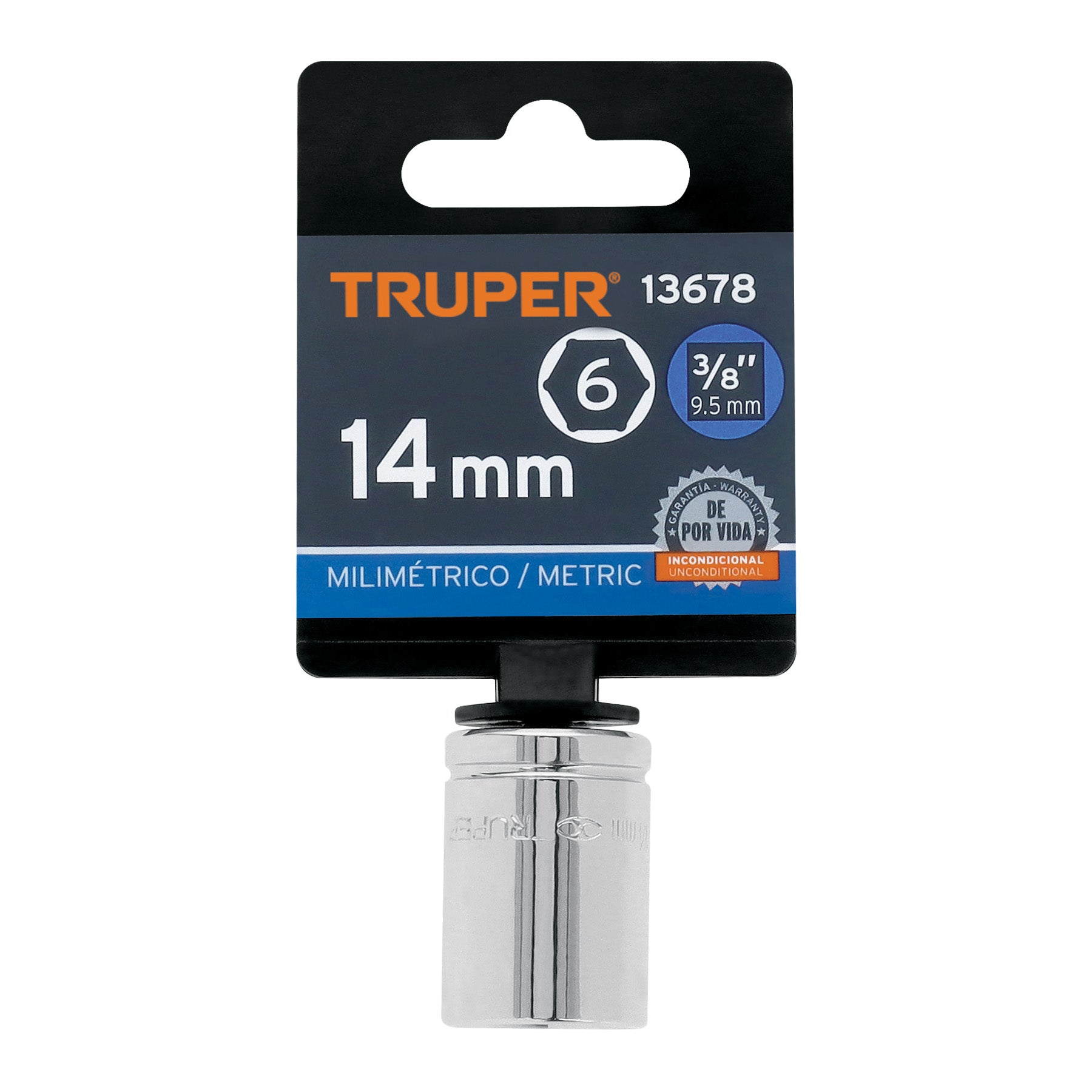 Truper D-3814-HM, Dado de 6 puntas, cuadro 3/8″, de 14mm