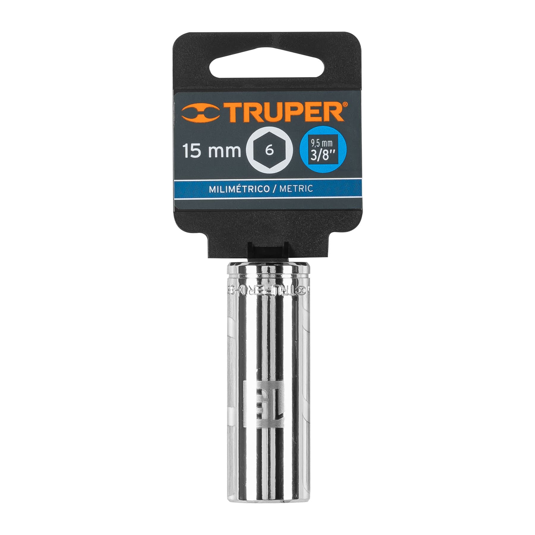 Truper D-3815-HM-L, Dado largo de 6 puntas mm, 15 mm, cuadro 3/8″