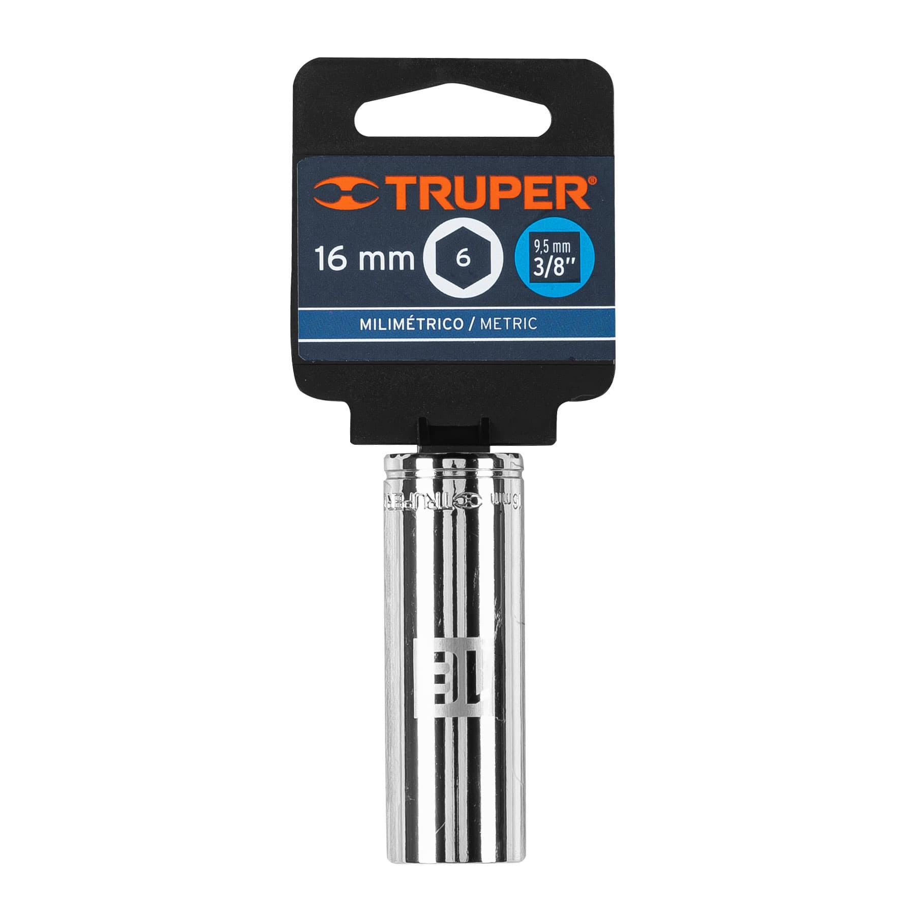 Truper D-3816-HM-L, Dado largo de 6 puntas mm, 16 mm, cuadro 3/8″