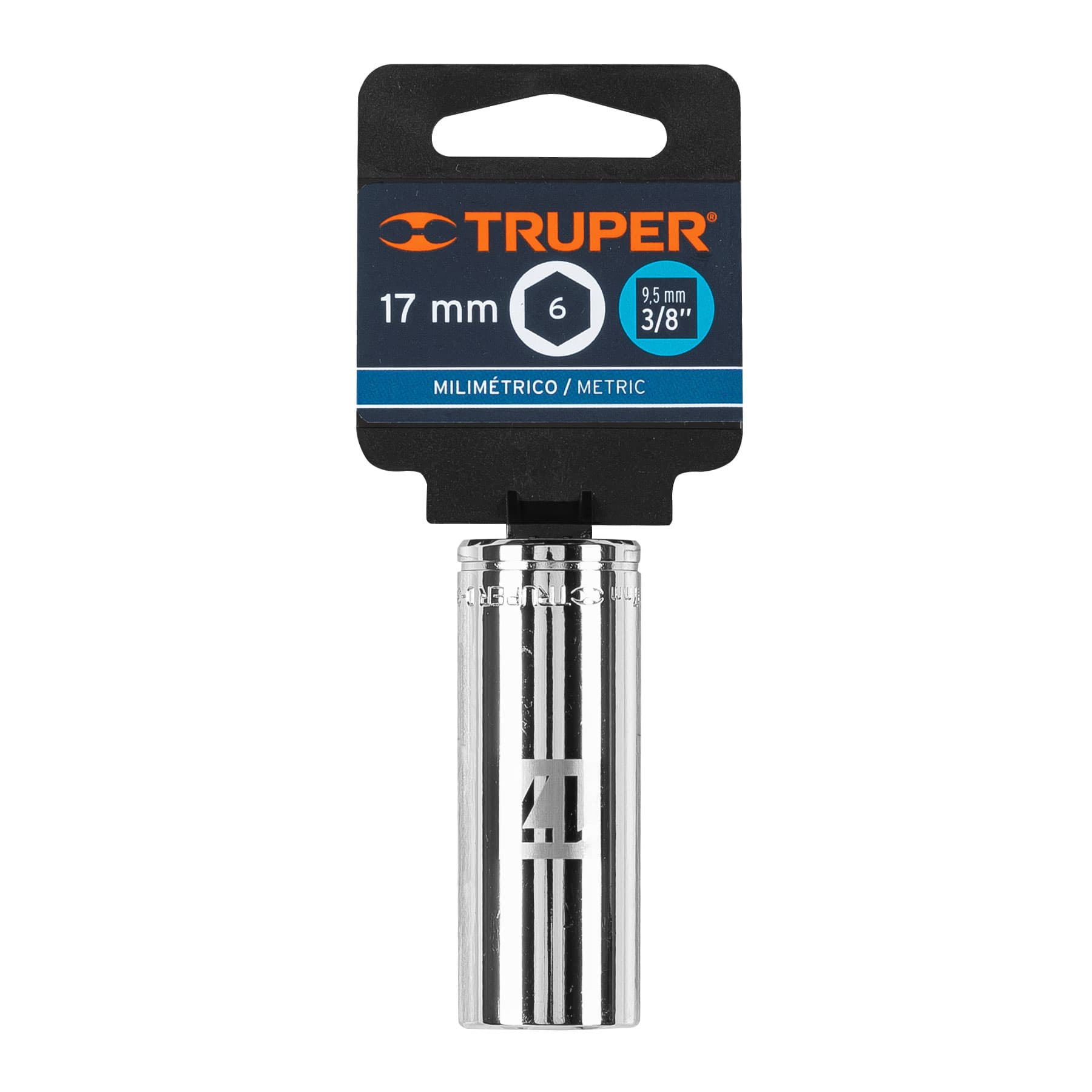 Truper D-3817-HM-L, Dado de 6 puntas, largo, cuadro 3/8″ de 17 mm